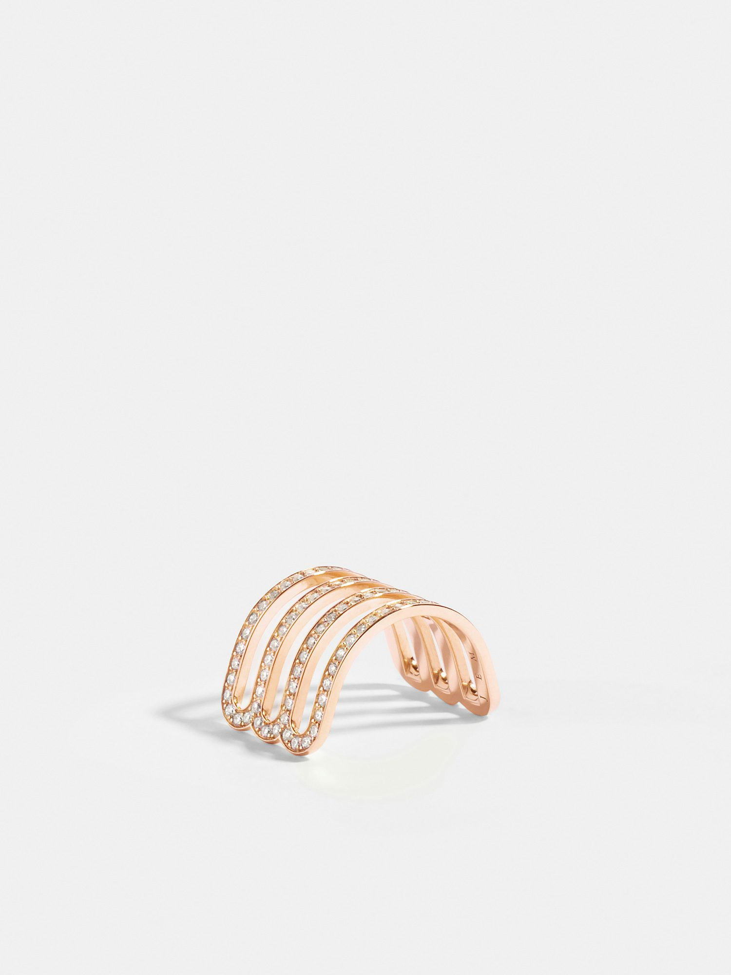 Demi-bague triple pavée rose