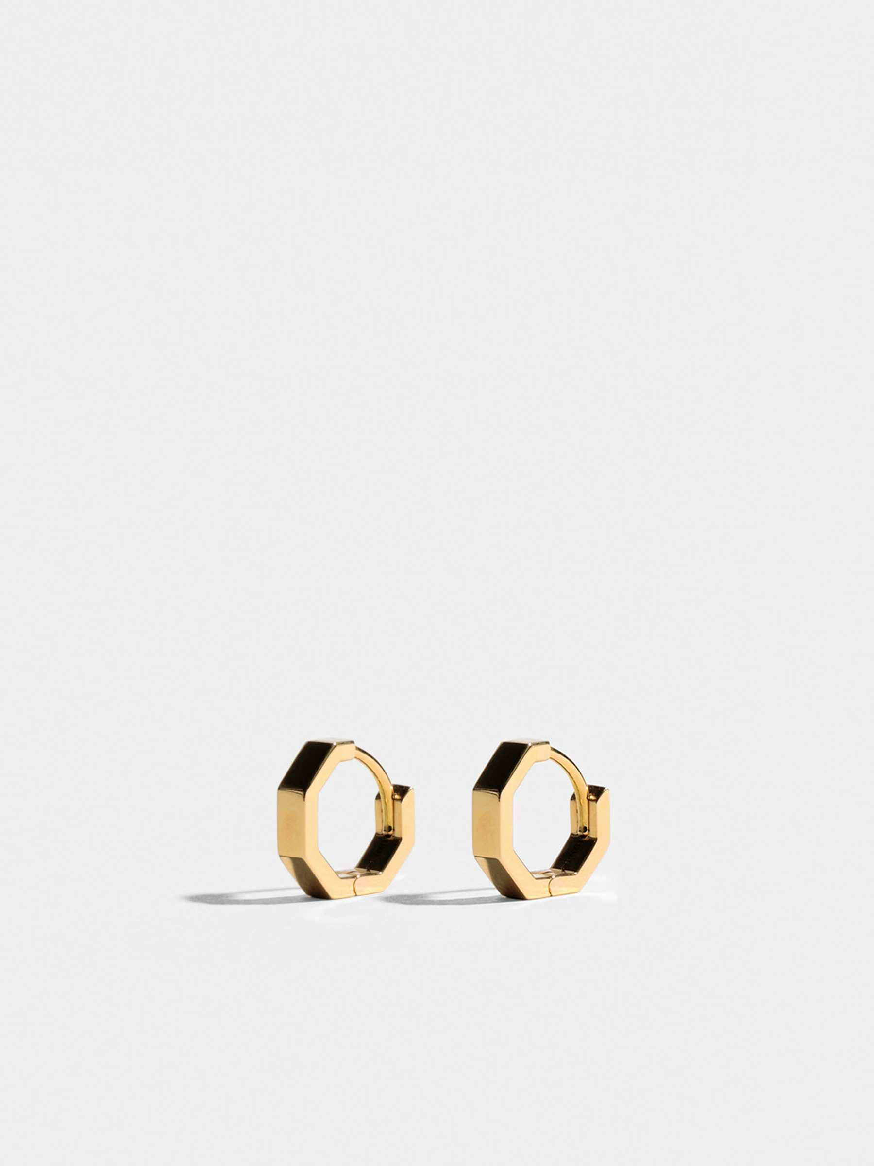 Boucles d'oreilles Octogone en Or jaune éthique 18 carats certifié Fairmined, la paire.