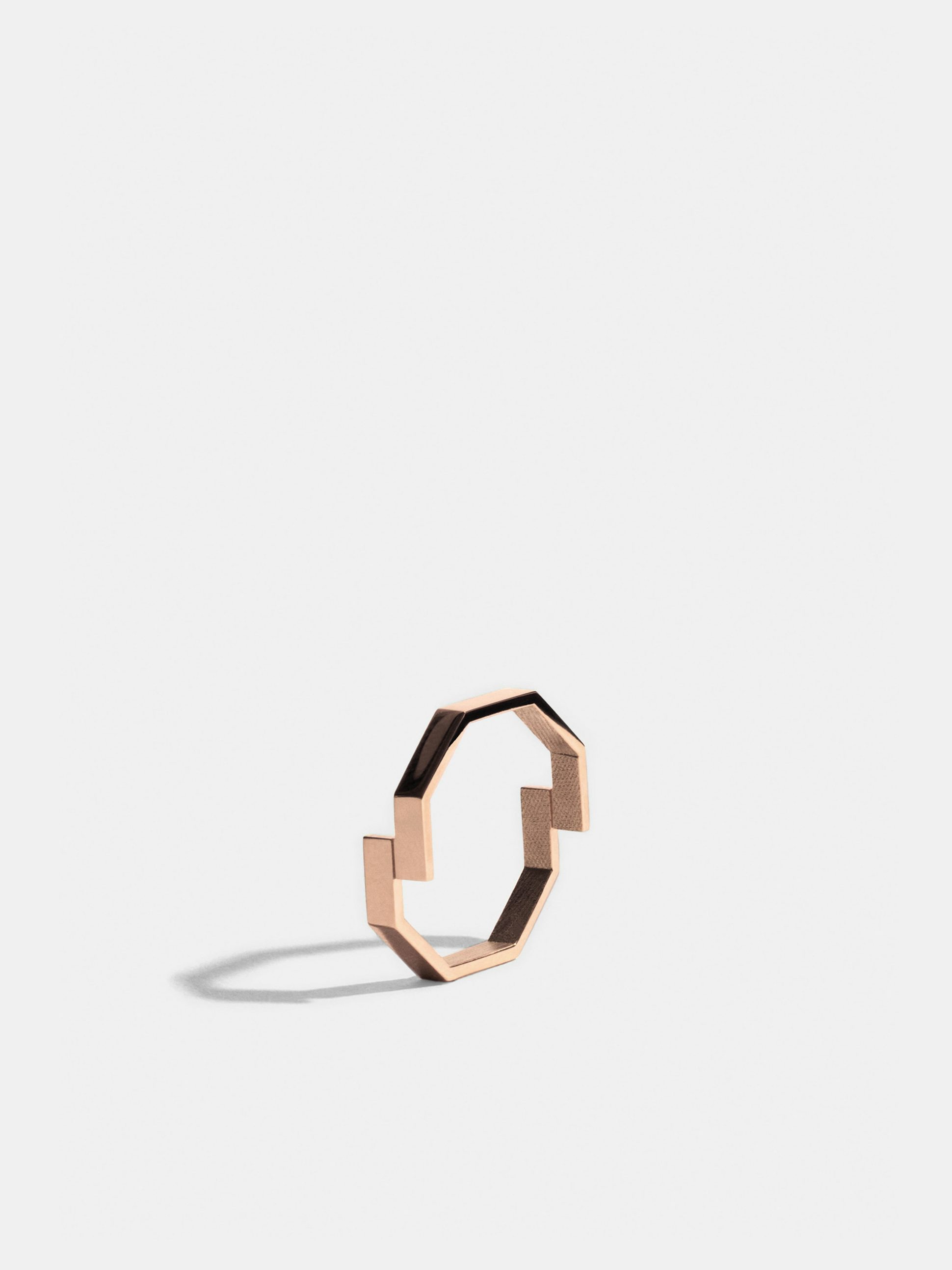 Bague Octogone double en Or rose éthique 18 carats certifié Fairmined