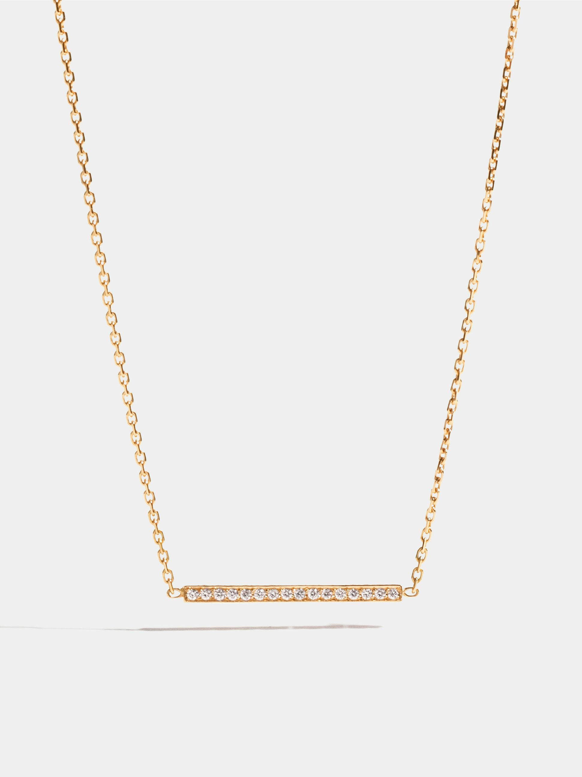 Motif Anagramme paved flat ribbon in yellow gold 18k Fairmined ethical, on 42 cm chain
