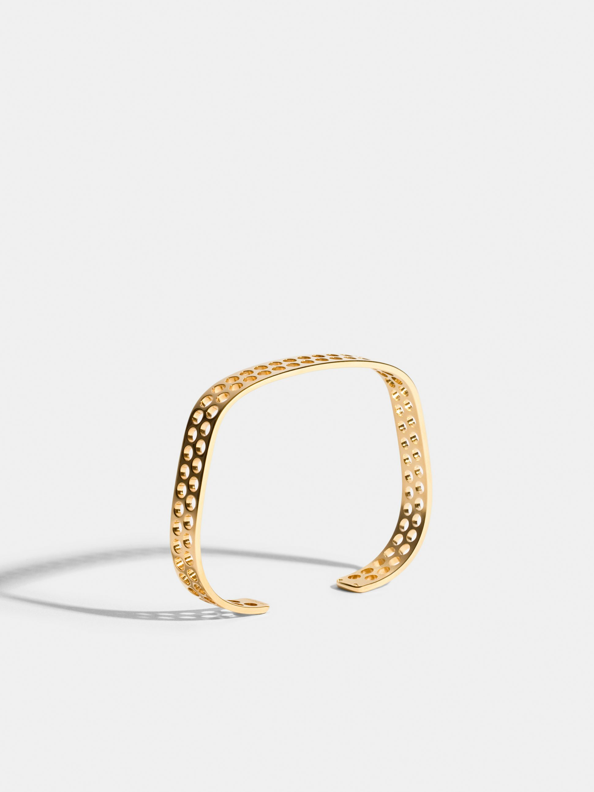 Voids, JEM by India Mahdavi, bracelet IV in 18k Fairmined ethical yellow gold (2 rows, medium perforations)