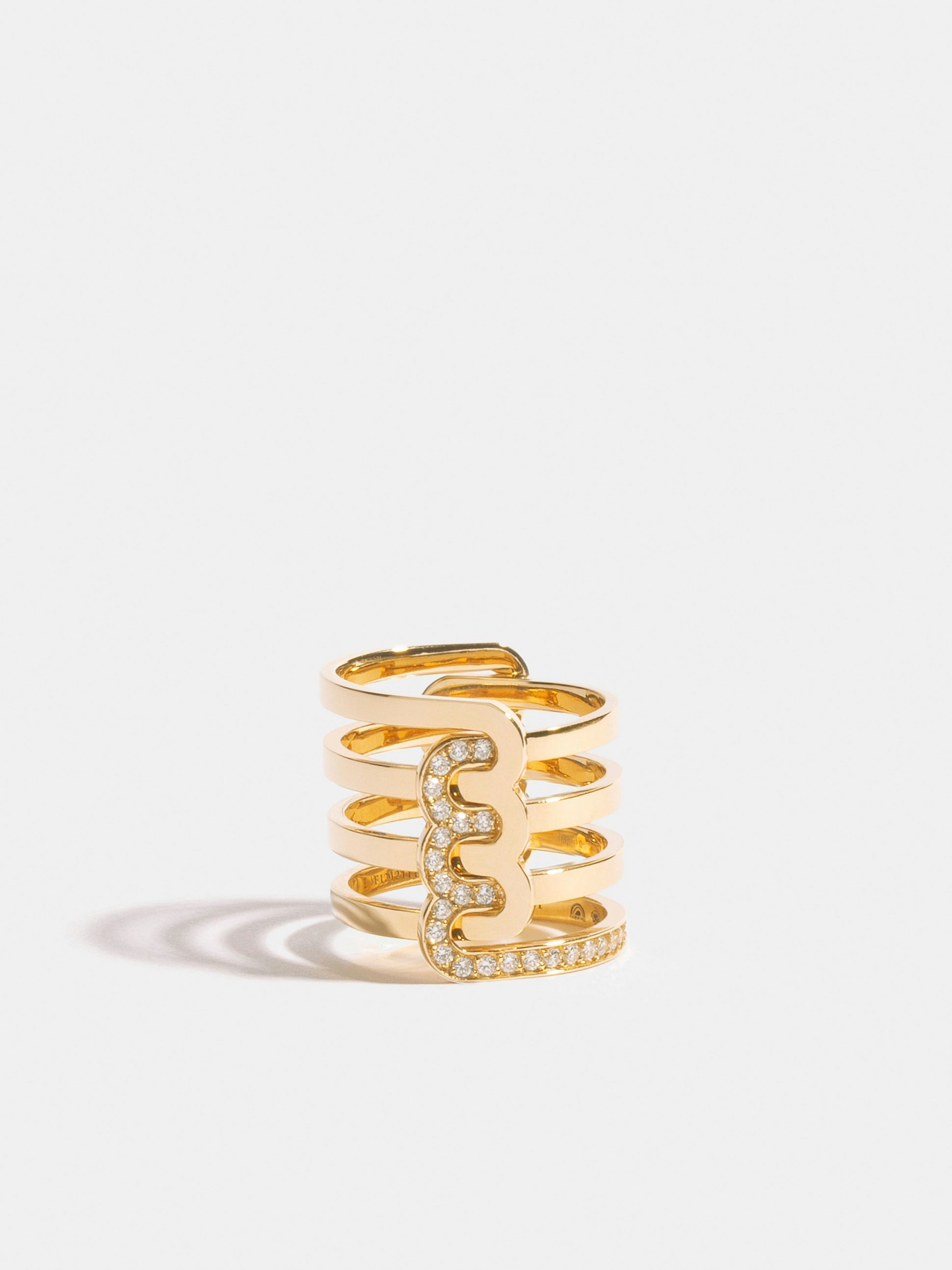 Étreintes ring triple polished and semi-paved