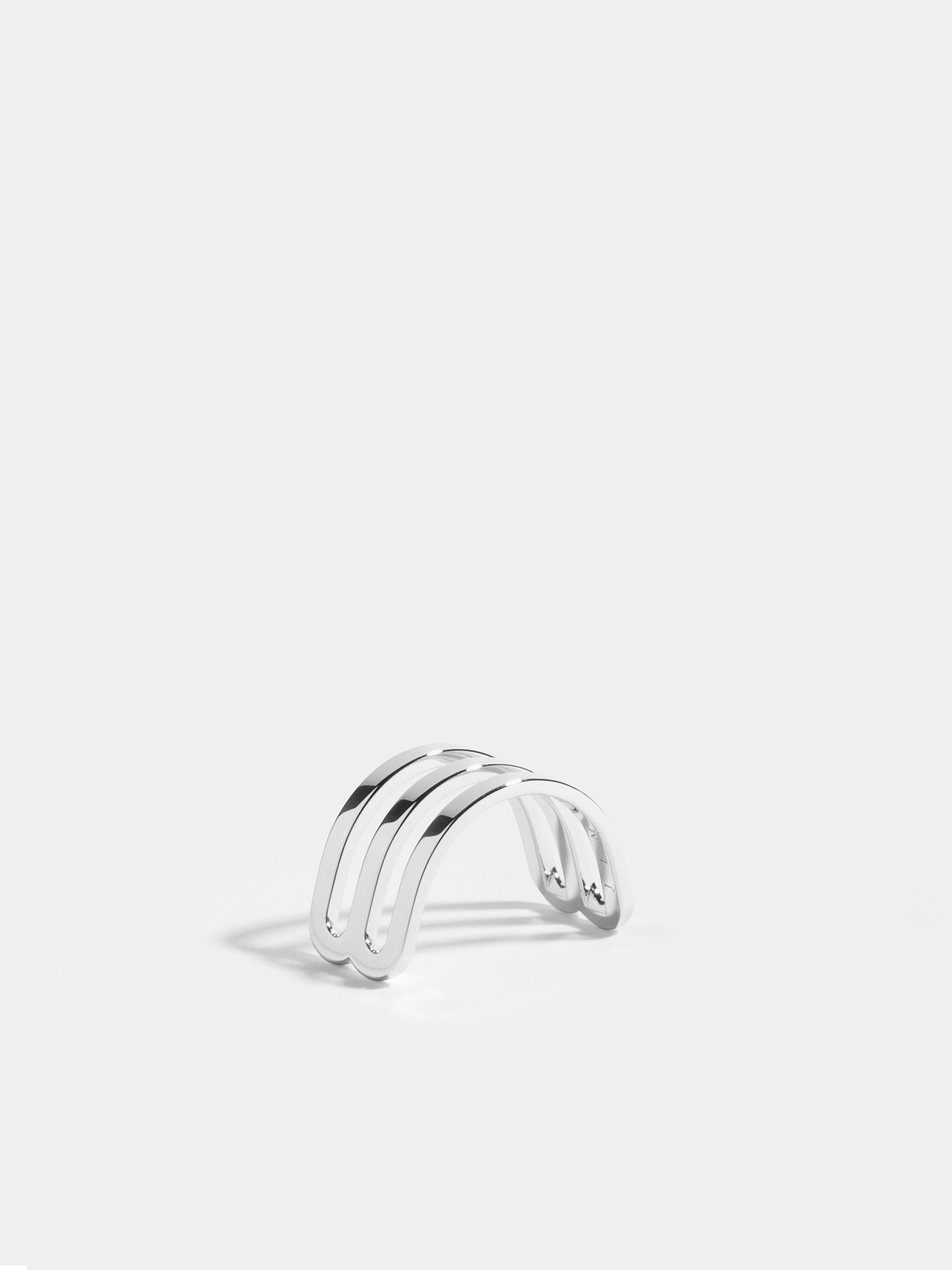 Demi-bague double poli-brillant blanc