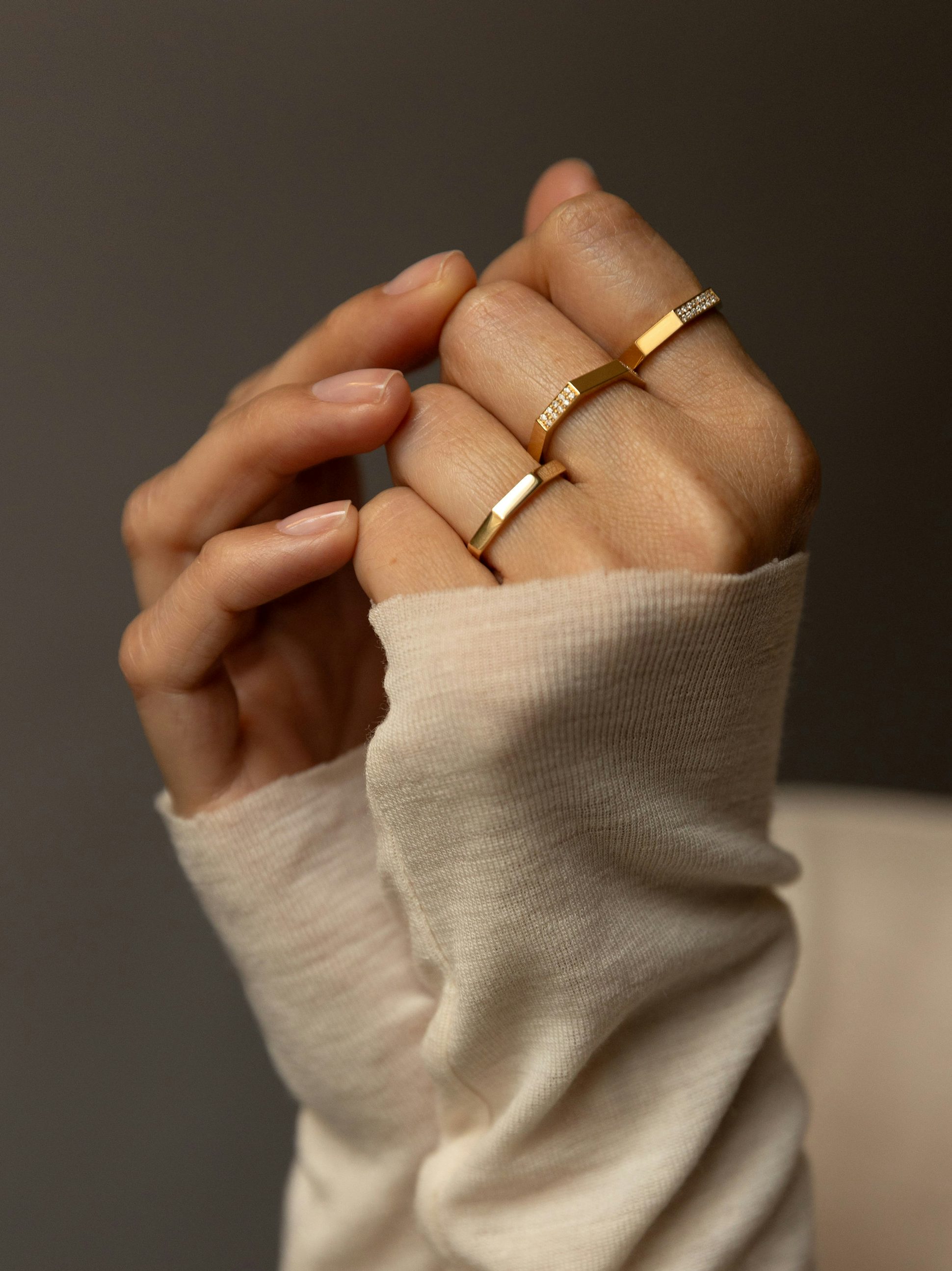 Bague Octogone simple pavée 01