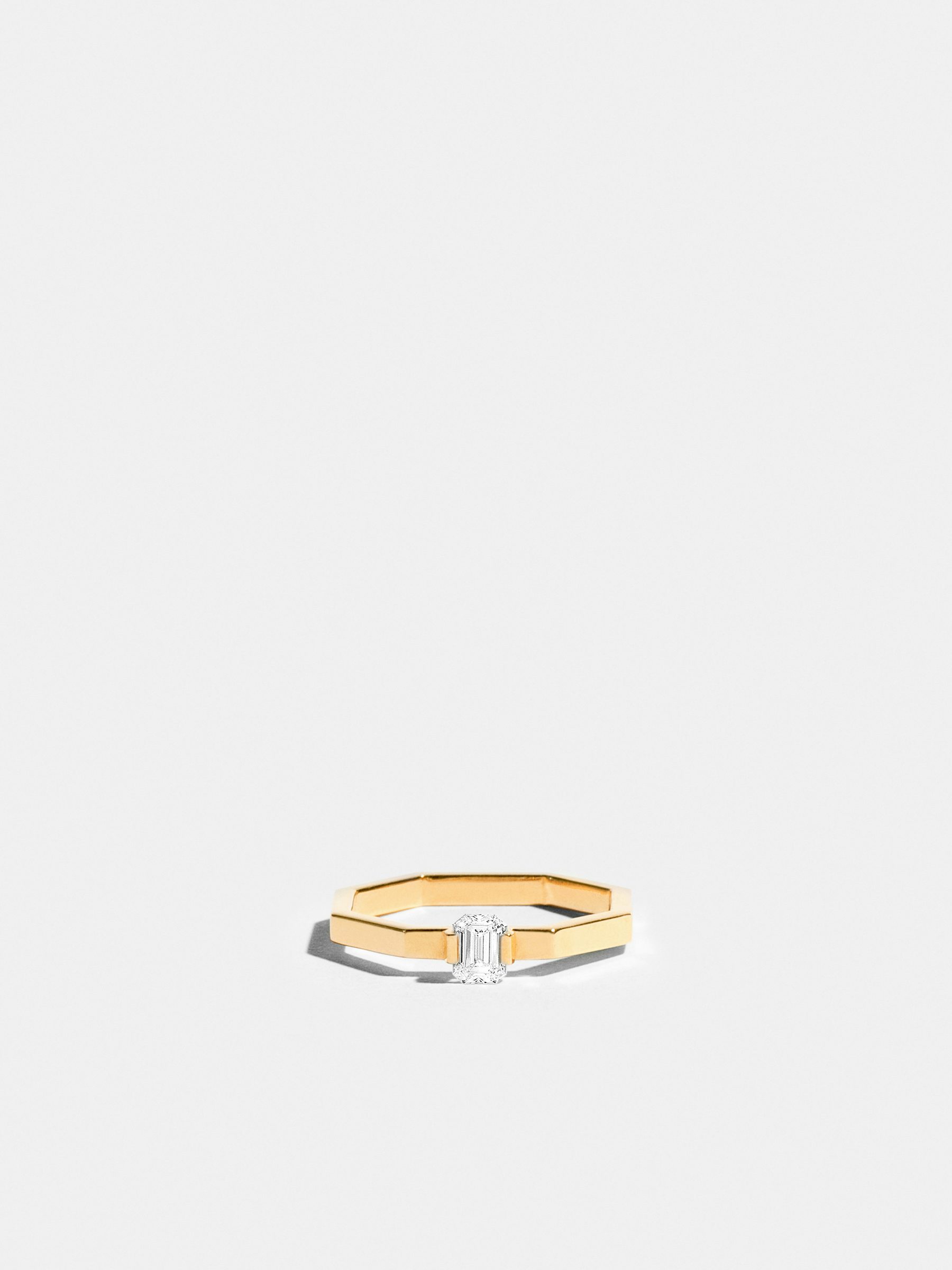 Solitaire Octogone fin émeraude