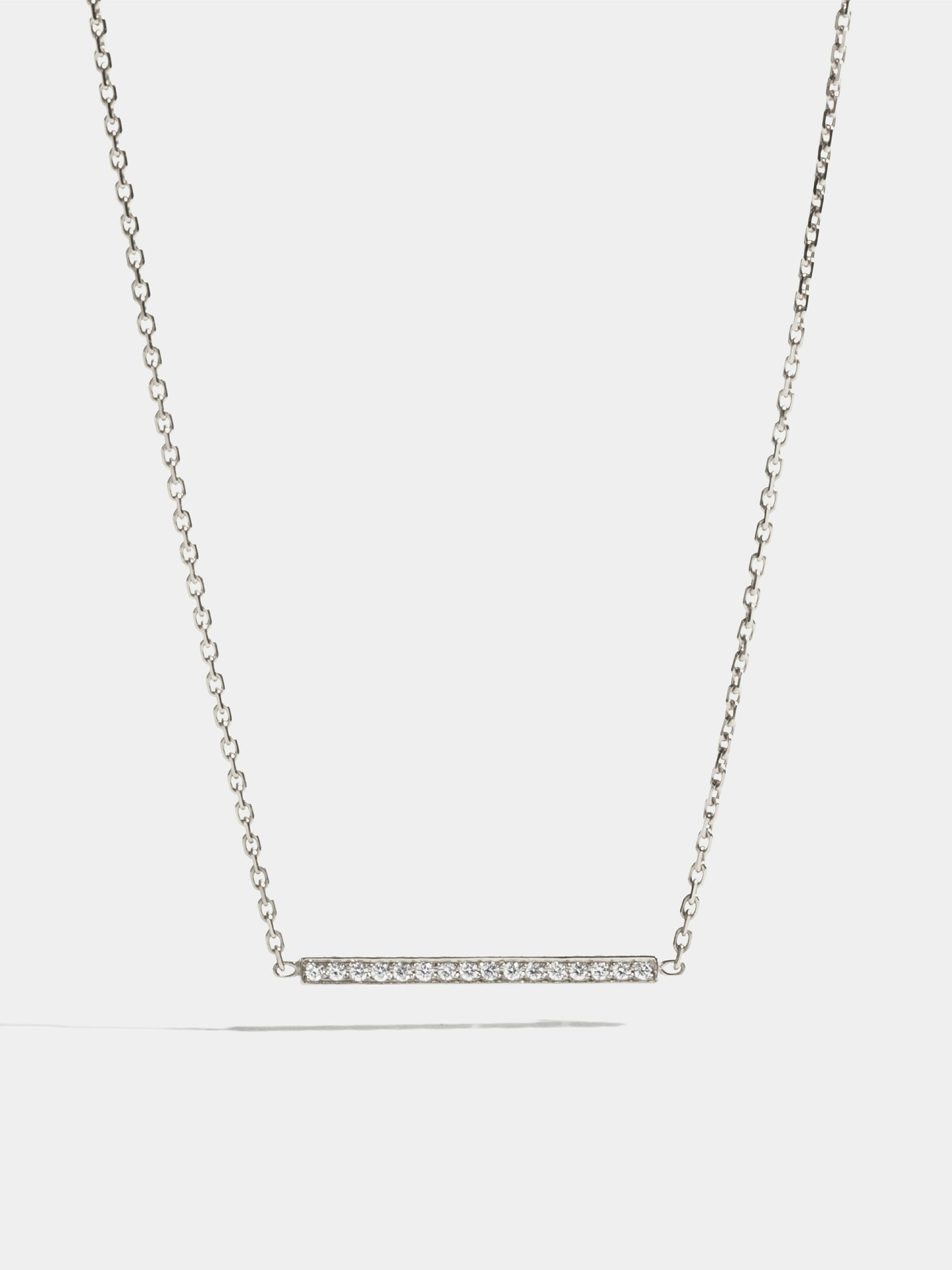 Motif Anagramme paved flat ribbon in white gold 18k Fairmined ethical, on 42 cm chain