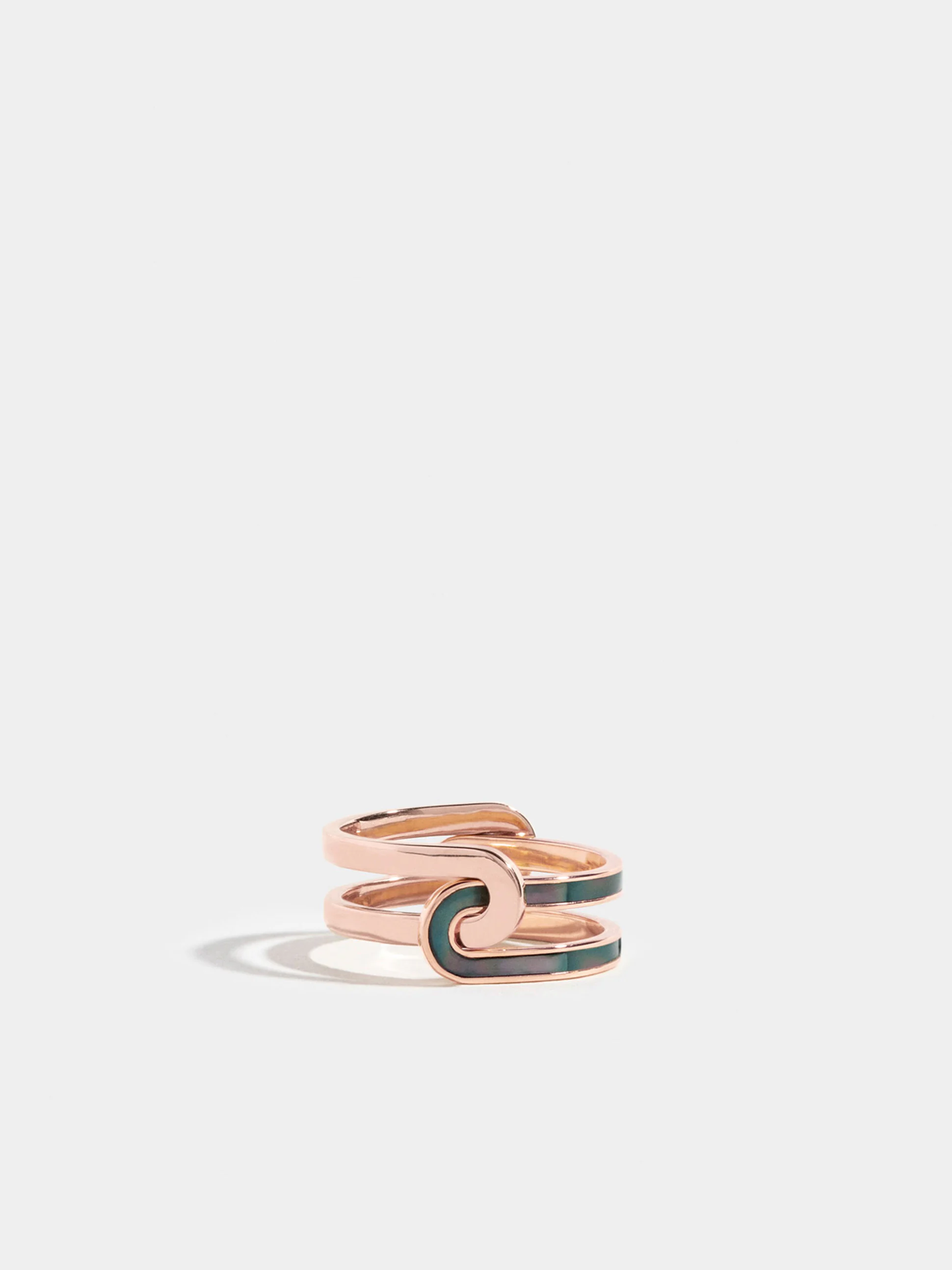 Bague Étreintes simple et marquetée de nacre verte