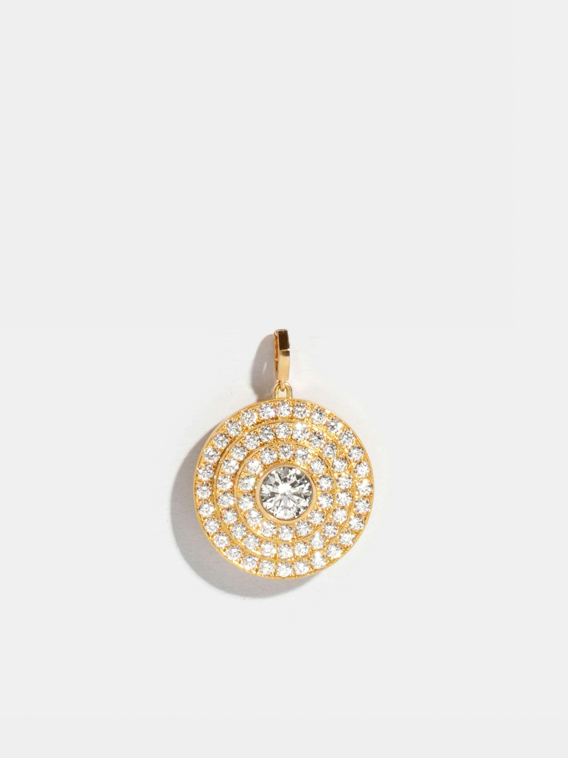 Pendentif Via Rond pavé - diamant rond 1ct en Or jaune éthique | JEM, joaillerie éthique française