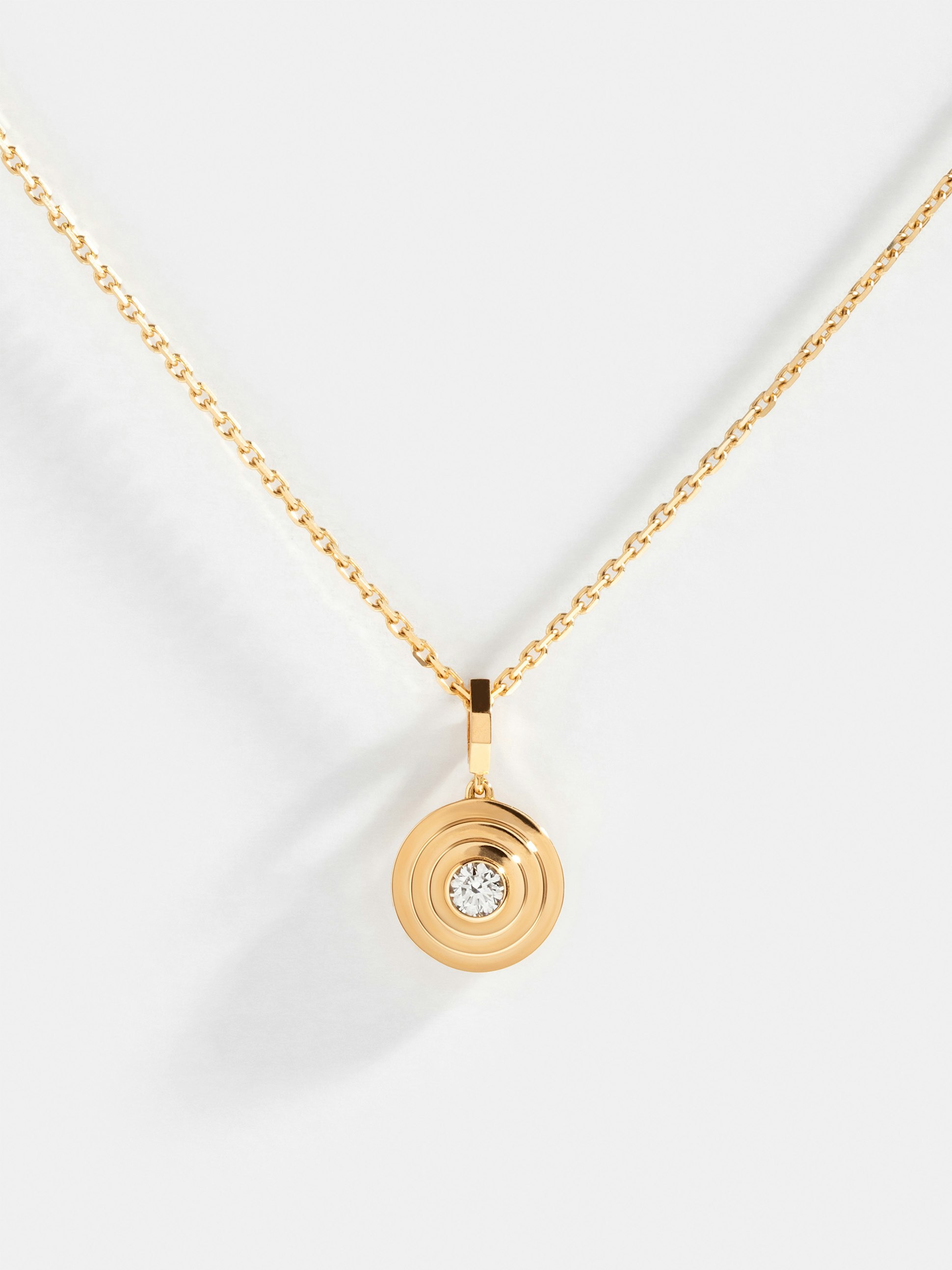 Collier Via Rond - diamant rond 0,10ct en Or jaune éthique | JEM, joaillerie éthique française