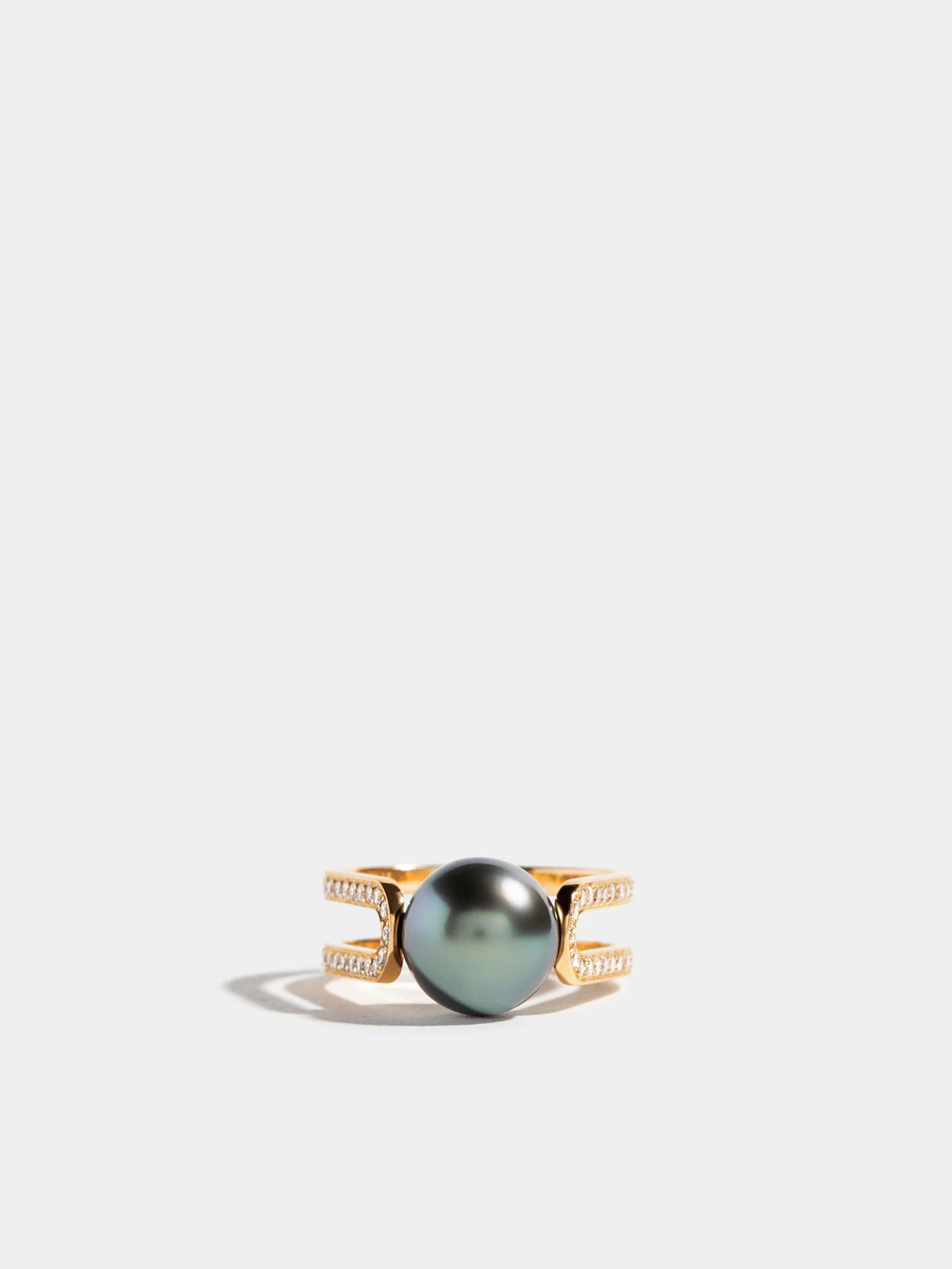 Solitaire Étreintes serti perle bleue
