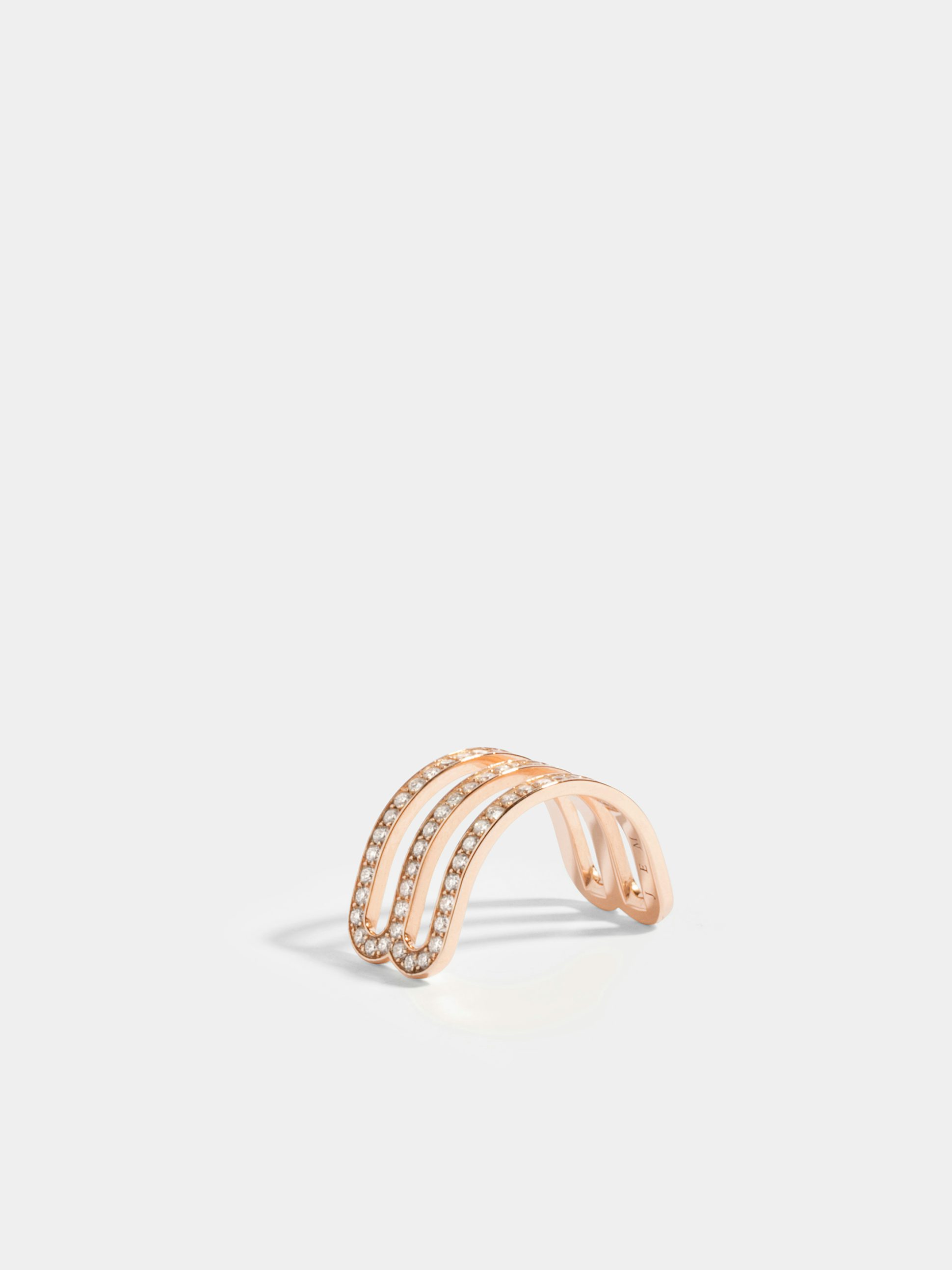 Demi-bague double pavée rose