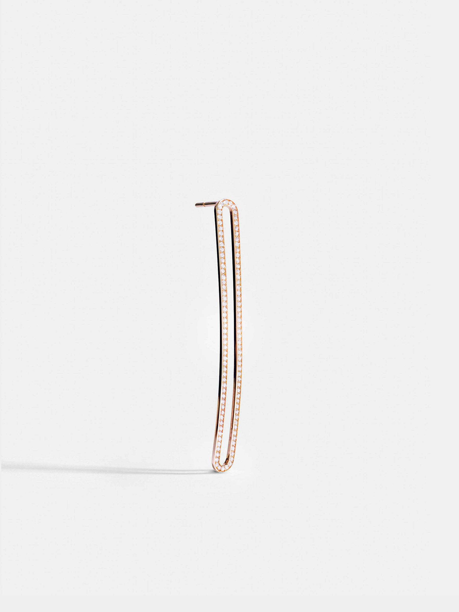 Boucle d'oreille Étreintes en Or rose éthique 18 carats certifié Fairmined et pavée de diamants de synthèse, l'unité.