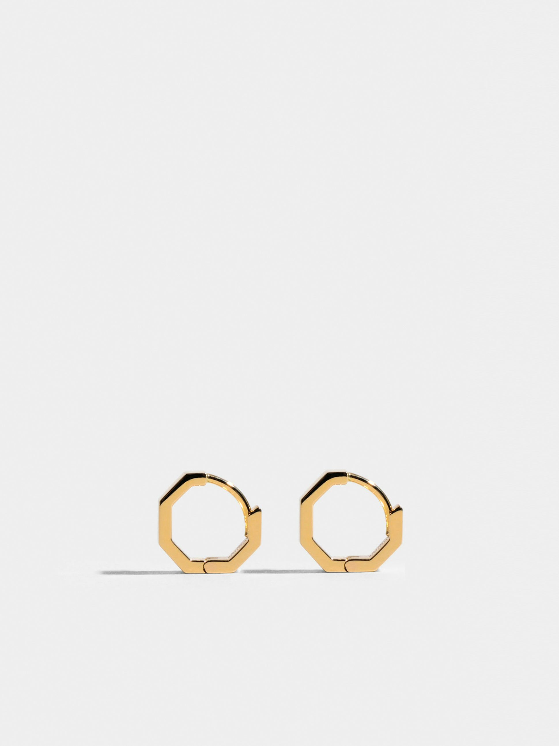 Octogone 10mm earrings in 18k Fairmined ethical yellow gold, the pair.