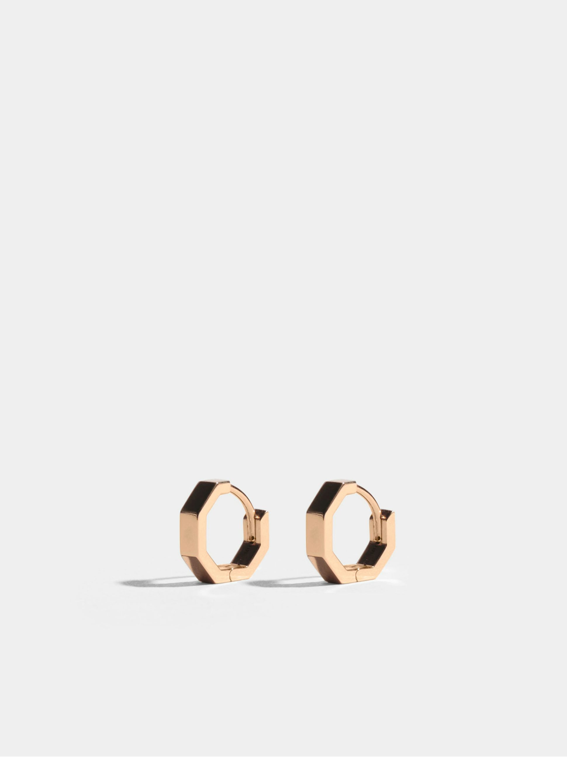 Octogone 10mm earrings in 18k Fairmined ethical rose gold, the pair.