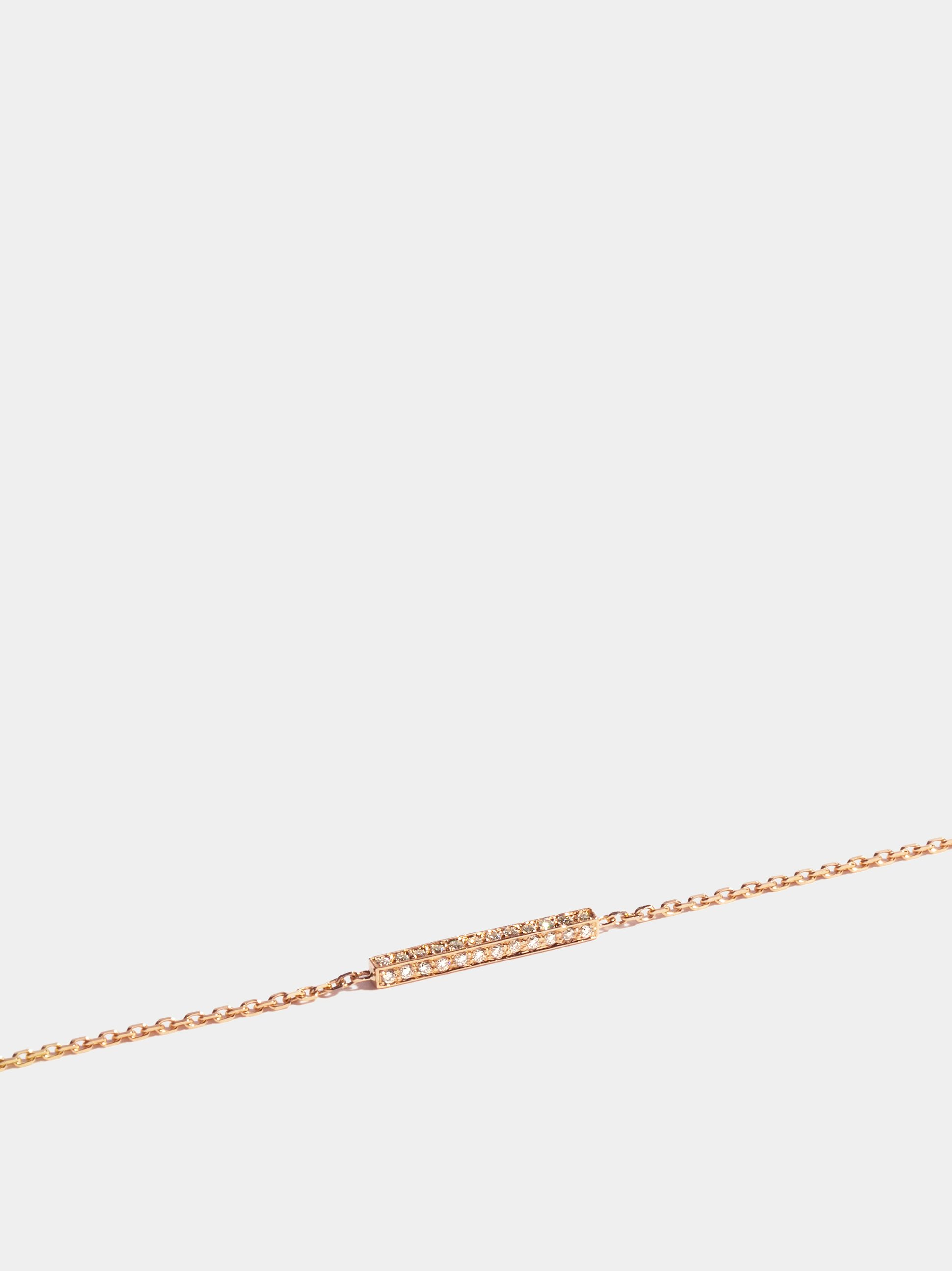 Motif Anagramme pavé en Or rose éthique 18 carats certifié Fairmined, sur chaîne de 18 cm. | JEM joaillerie durable