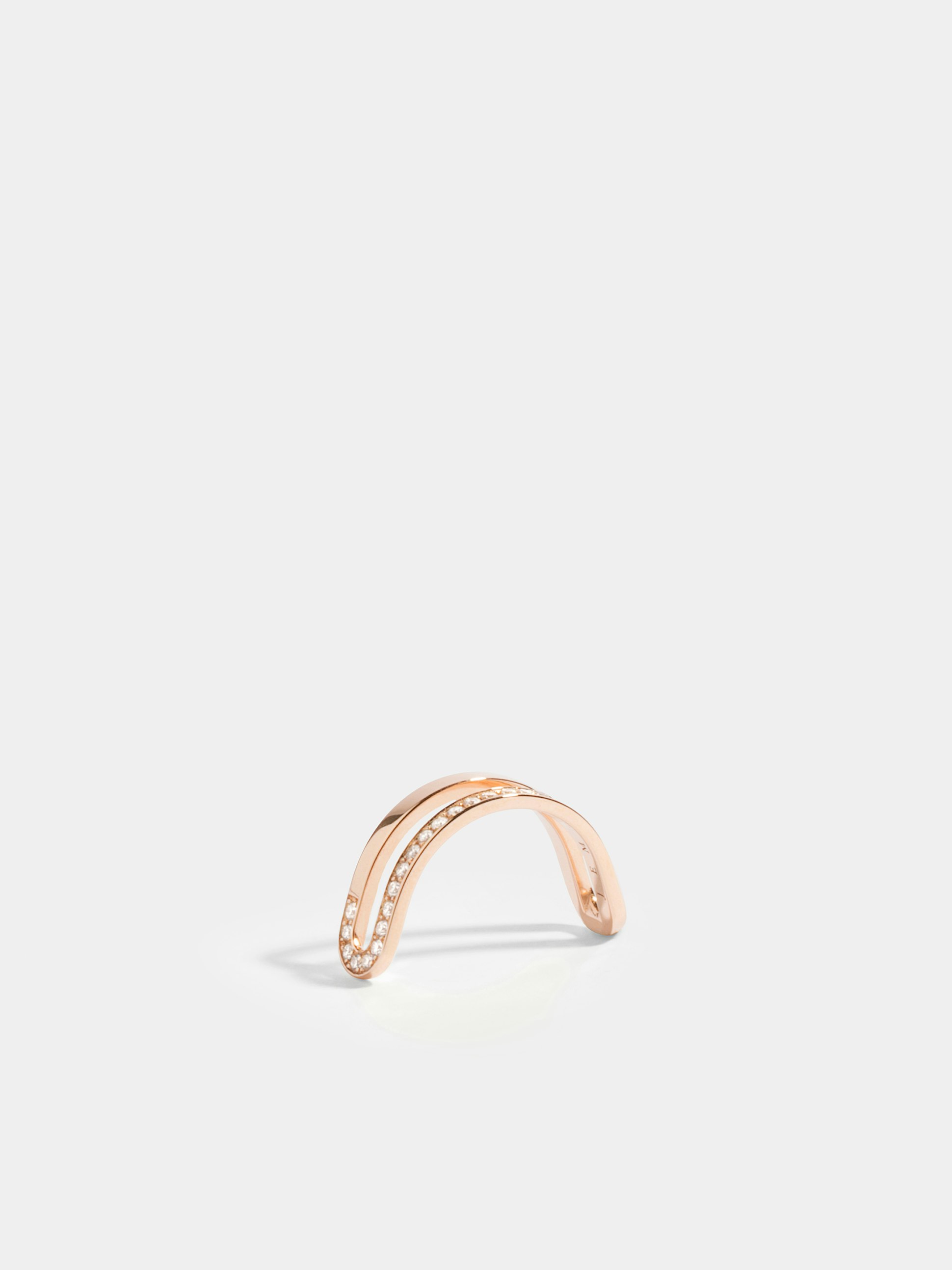 Étreintes simple half-ring in 18k Fairmined ethical rose gold, paved with lab-grown diamonds on one line.
