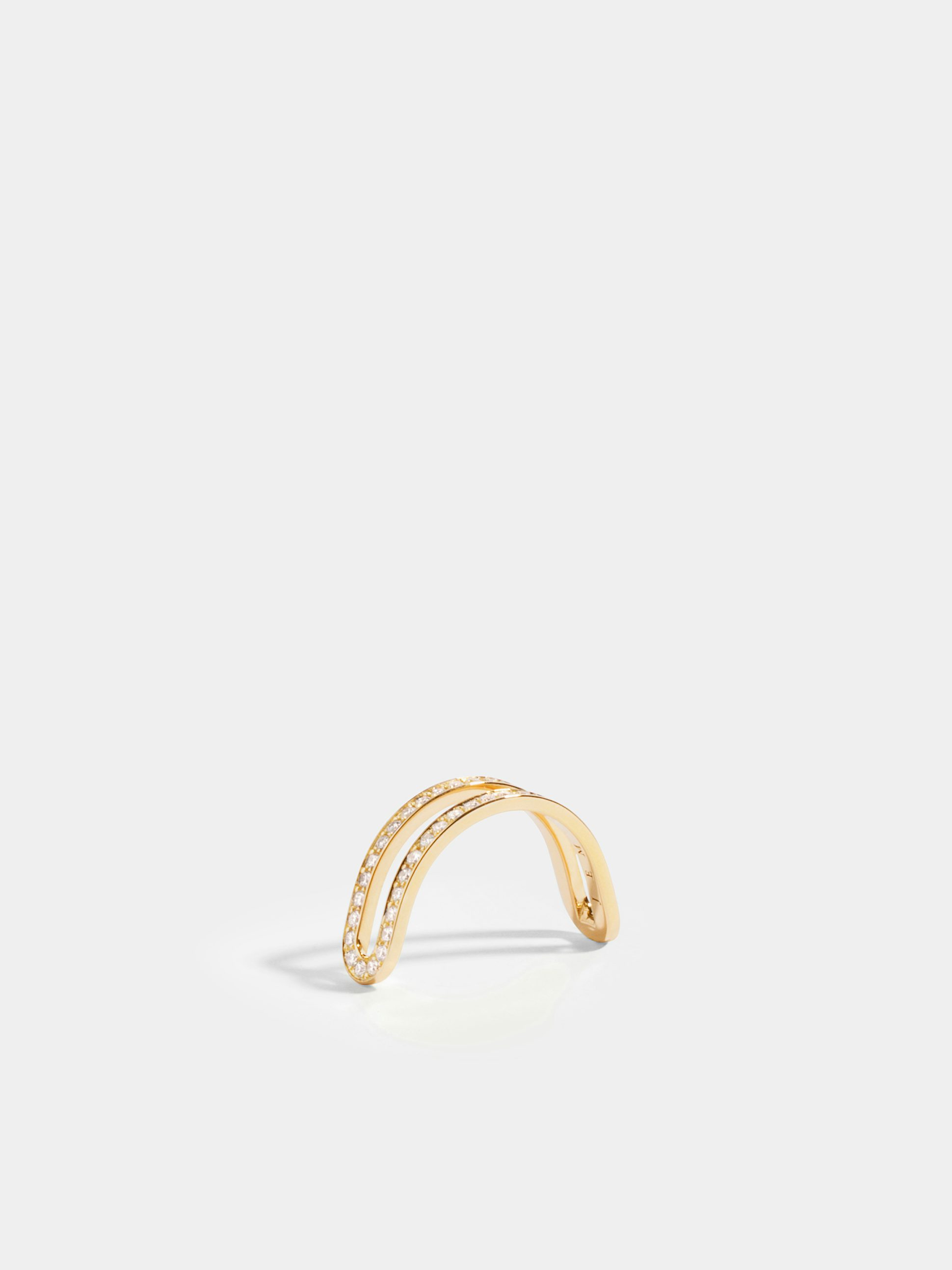 Demi-bague simple pavée jaune