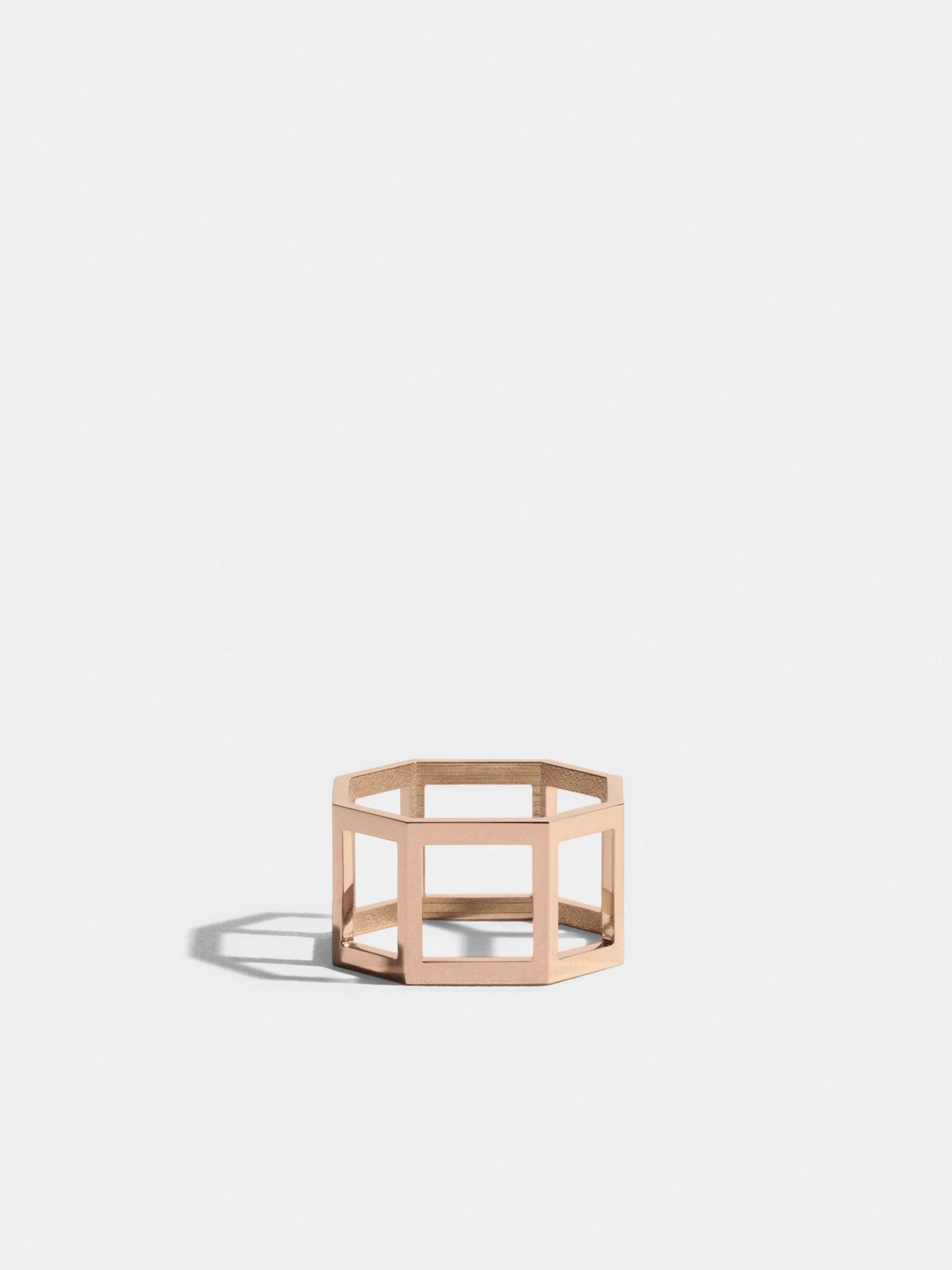 Octogone structured ring in 18k Fairmined ethical rose gold (11mm)