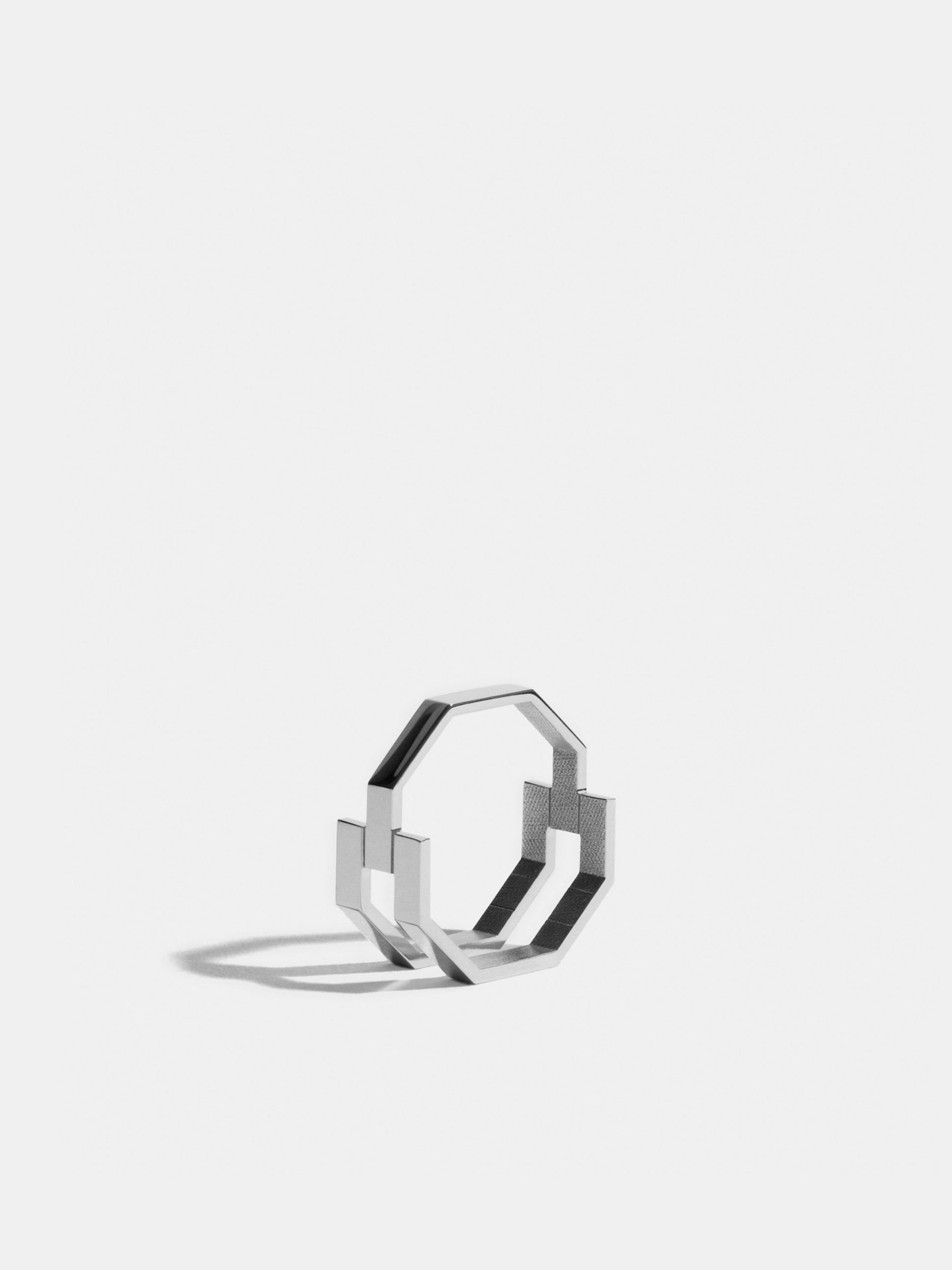 Octogone triple ring in 18k Fairmined ethical white gold