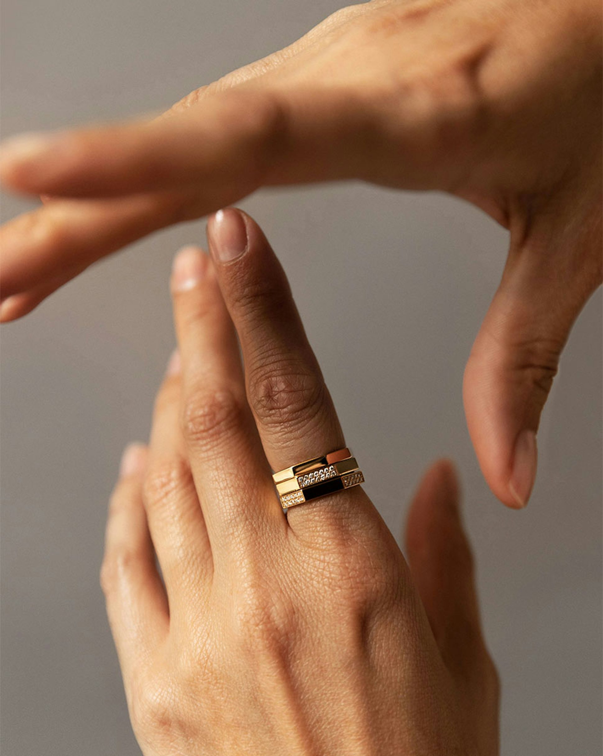Octogone rings in Fairmined-certified ethical yellow gold paved with labgrown diamonds | JEM Jewellery Ethically Minded 