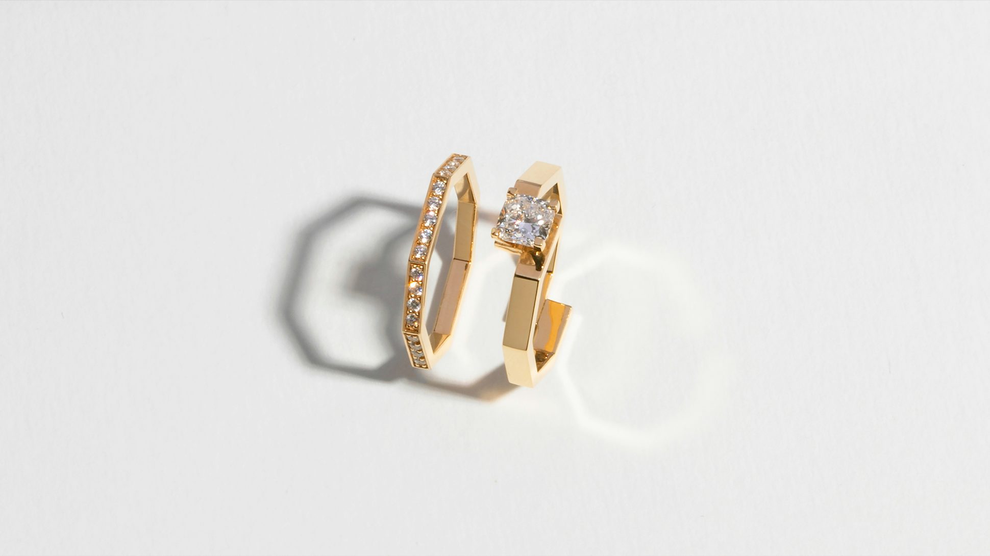 Octogone Solitaire in Fairmined yellow Gold and synthetic diamonds - JEM