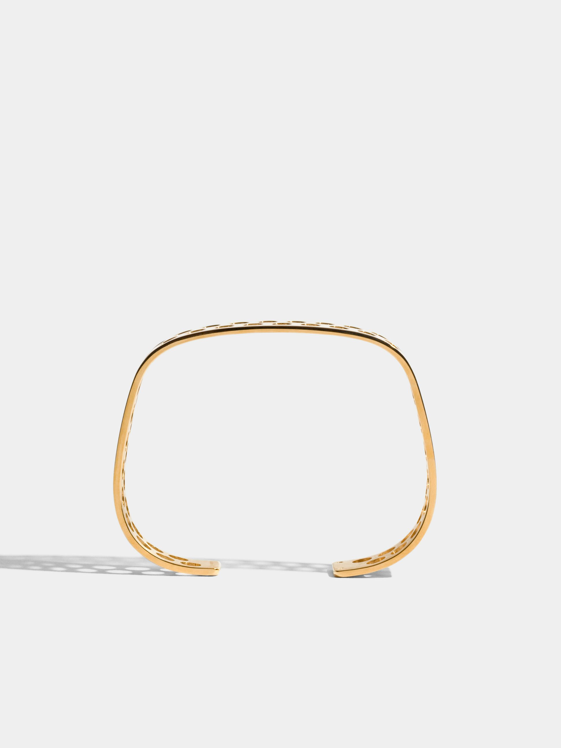 Voids, JEM by India Mahdavi, bracelet VIII in 18k Fairmined ethical yellow gold (2 rows, large perforations)