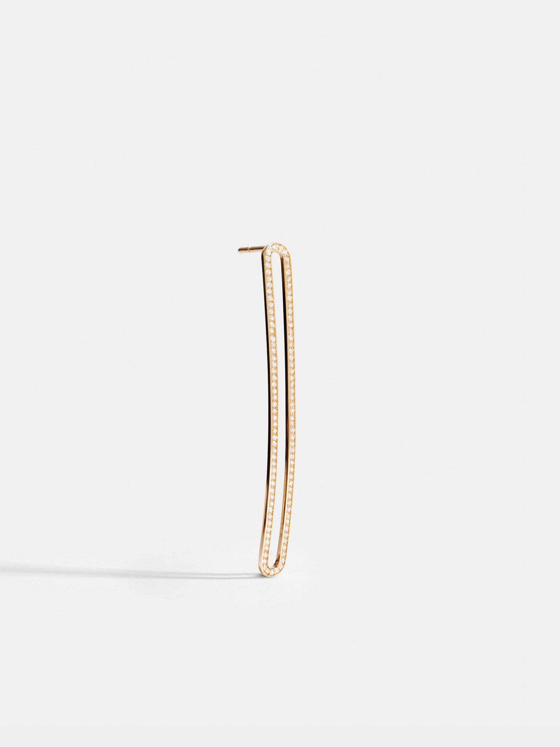 Boucle d'oreille Étreintes en Or jaune éthique 18 carats certifié Fairmined et pavée de diamants de synthèse, l'unité.