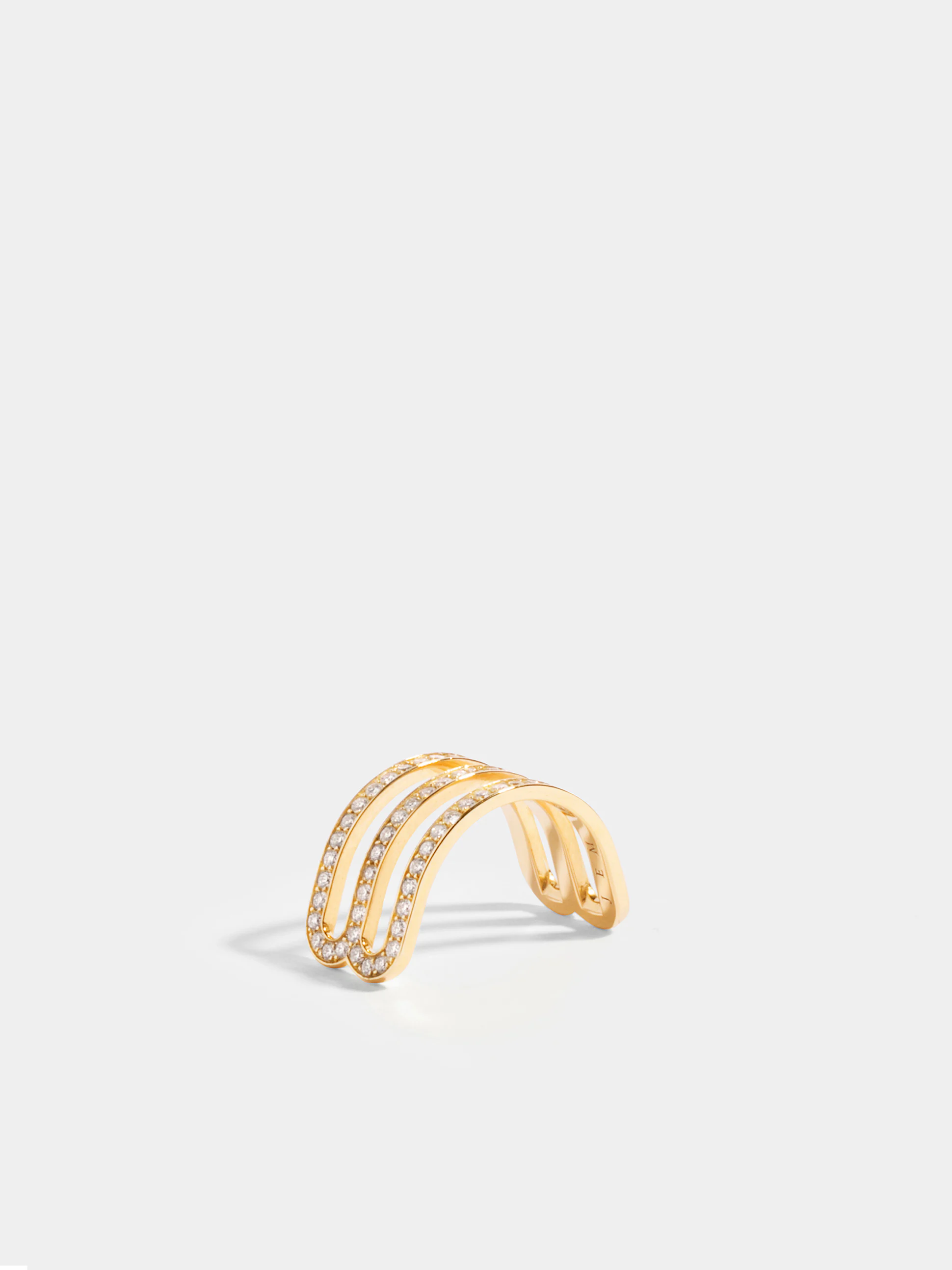 Demi-bague double pavée jaune