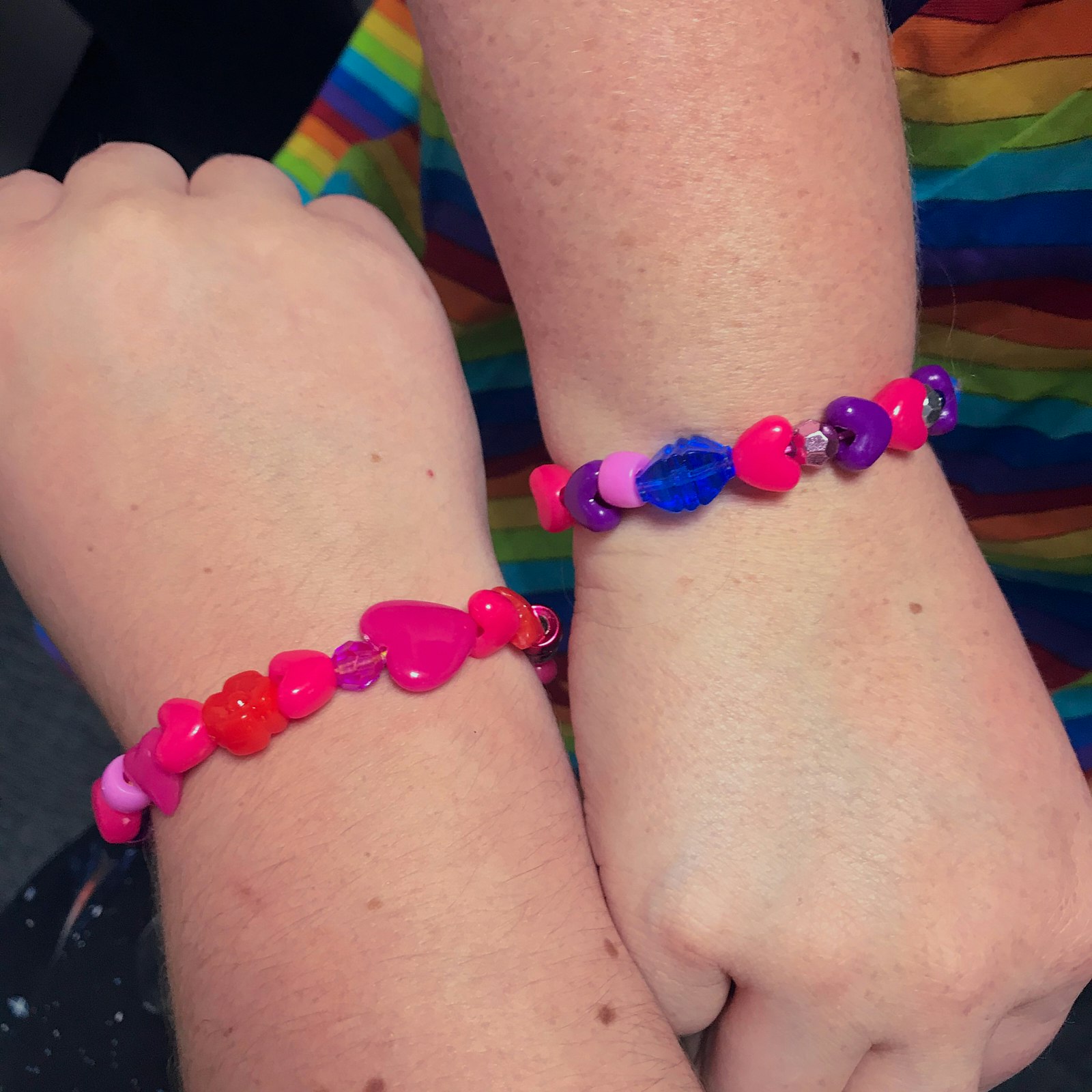 Two bracelets on two wrists