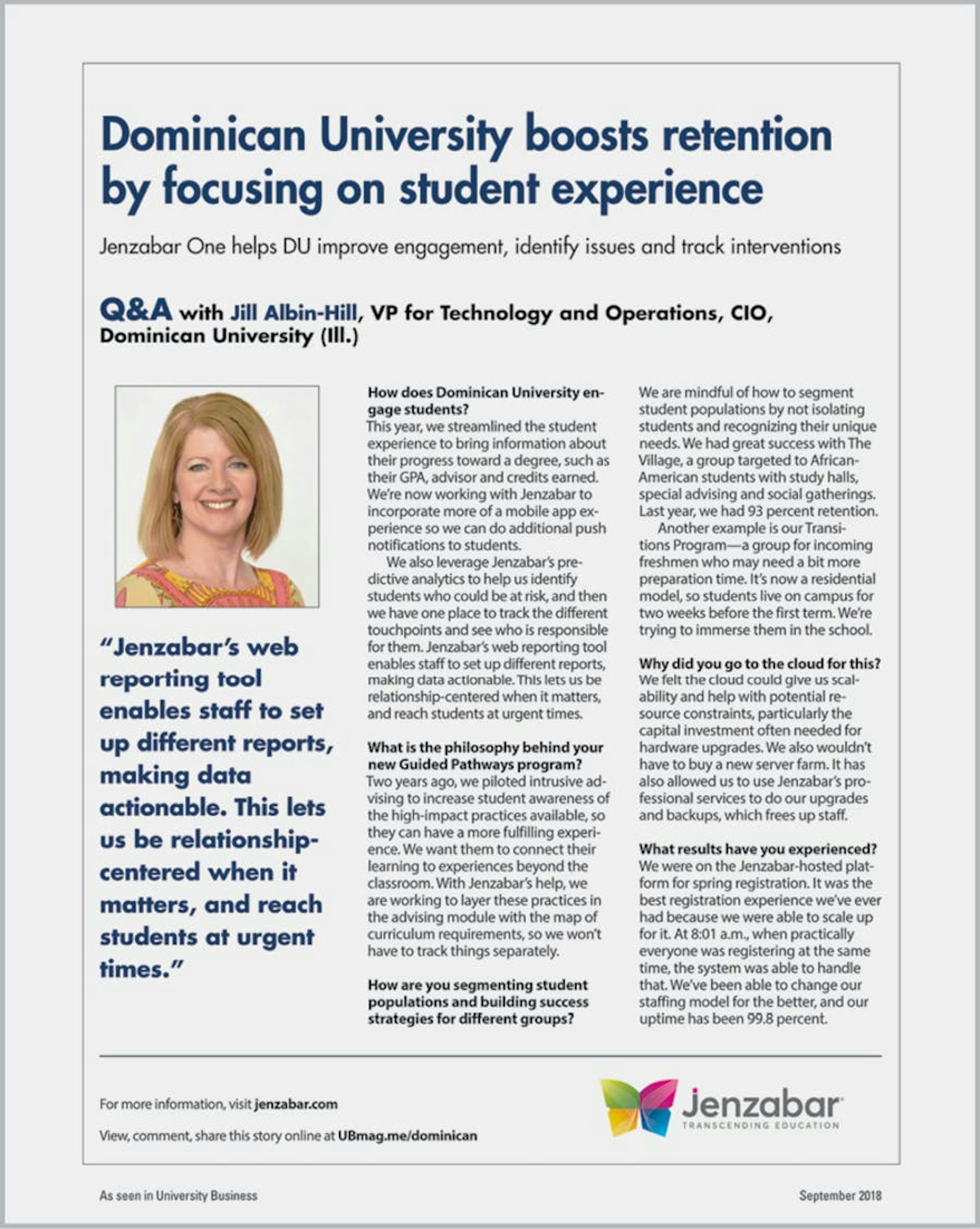 Dominican University boosts retention by focusing on student experience