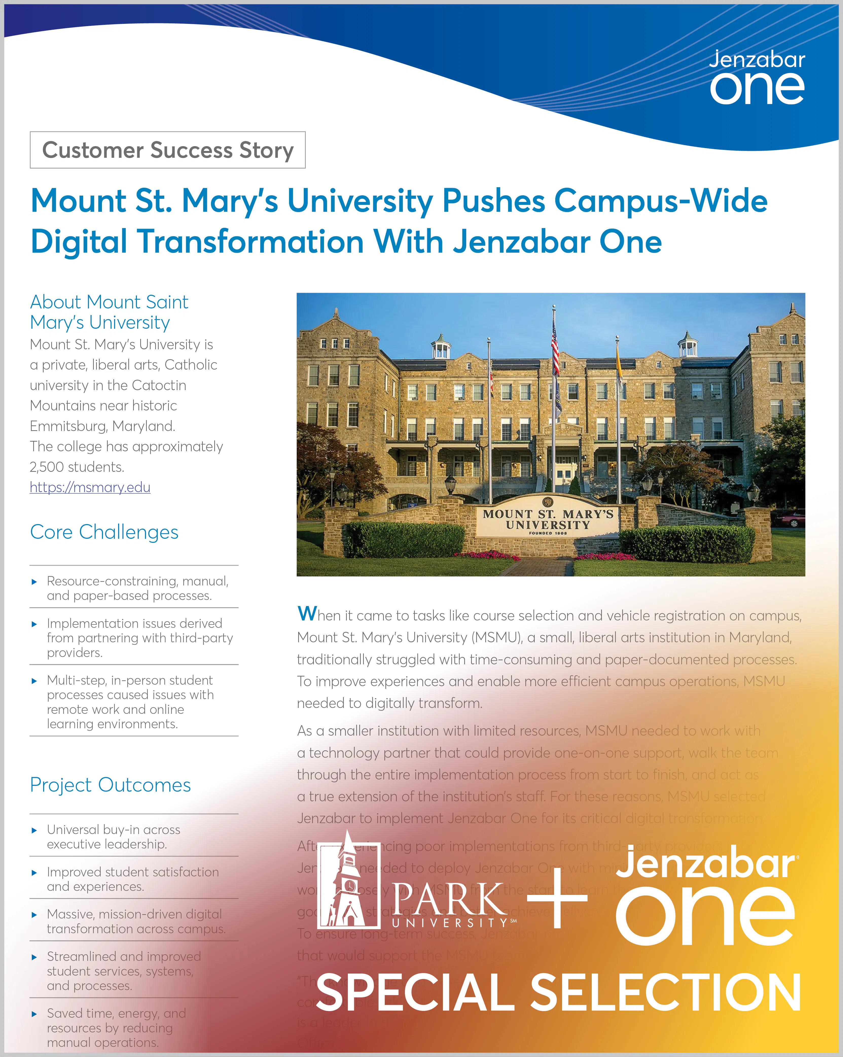 Case Study: Mount St. Mary’s University Pushes Campus-Wide Digital Transformation With Jenzabar One