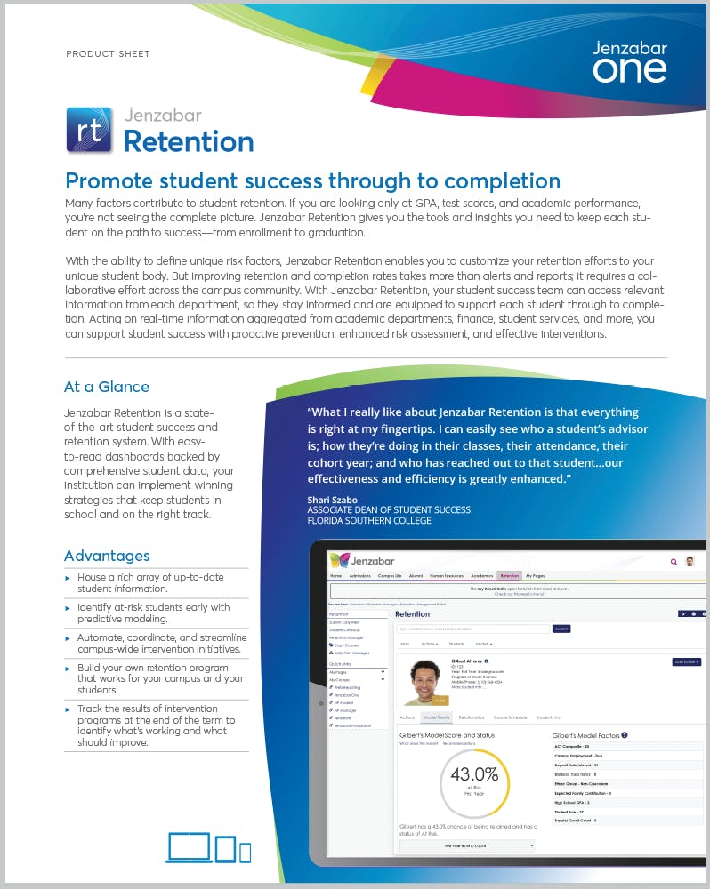 Jenzabar Retention Product Sheet