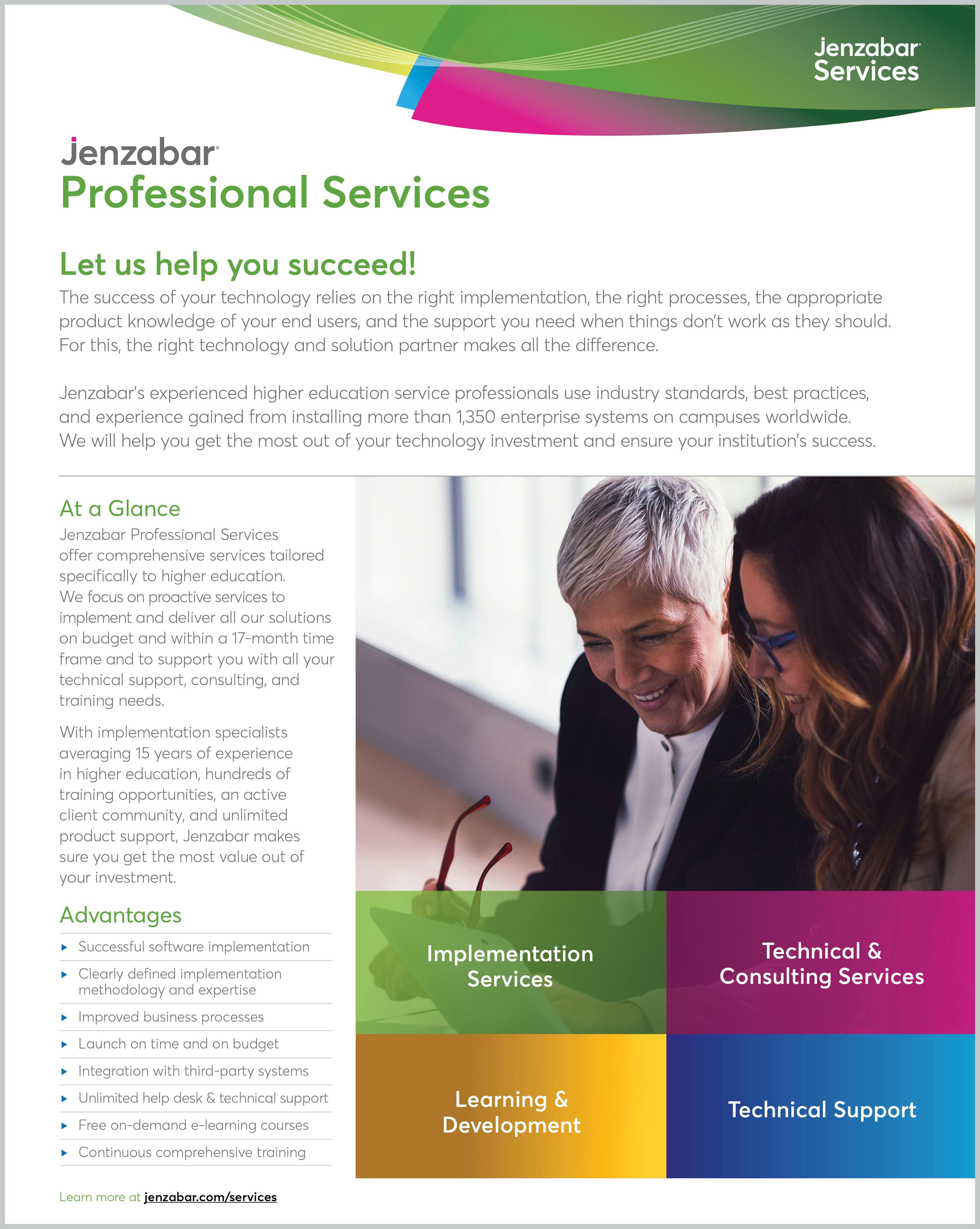 Jenzabar Professional Services Product Sheet