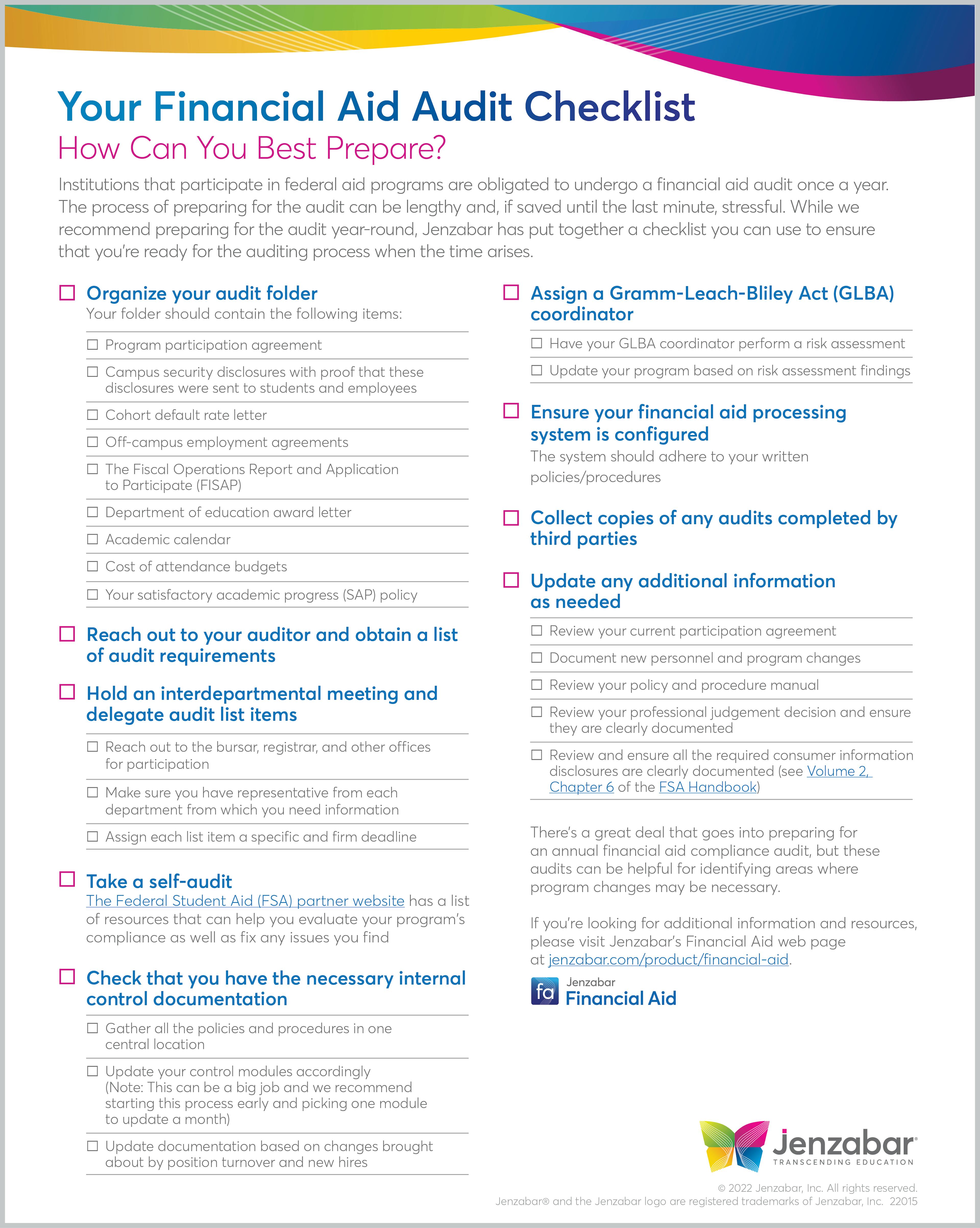 Financial Aid Audit Checklist