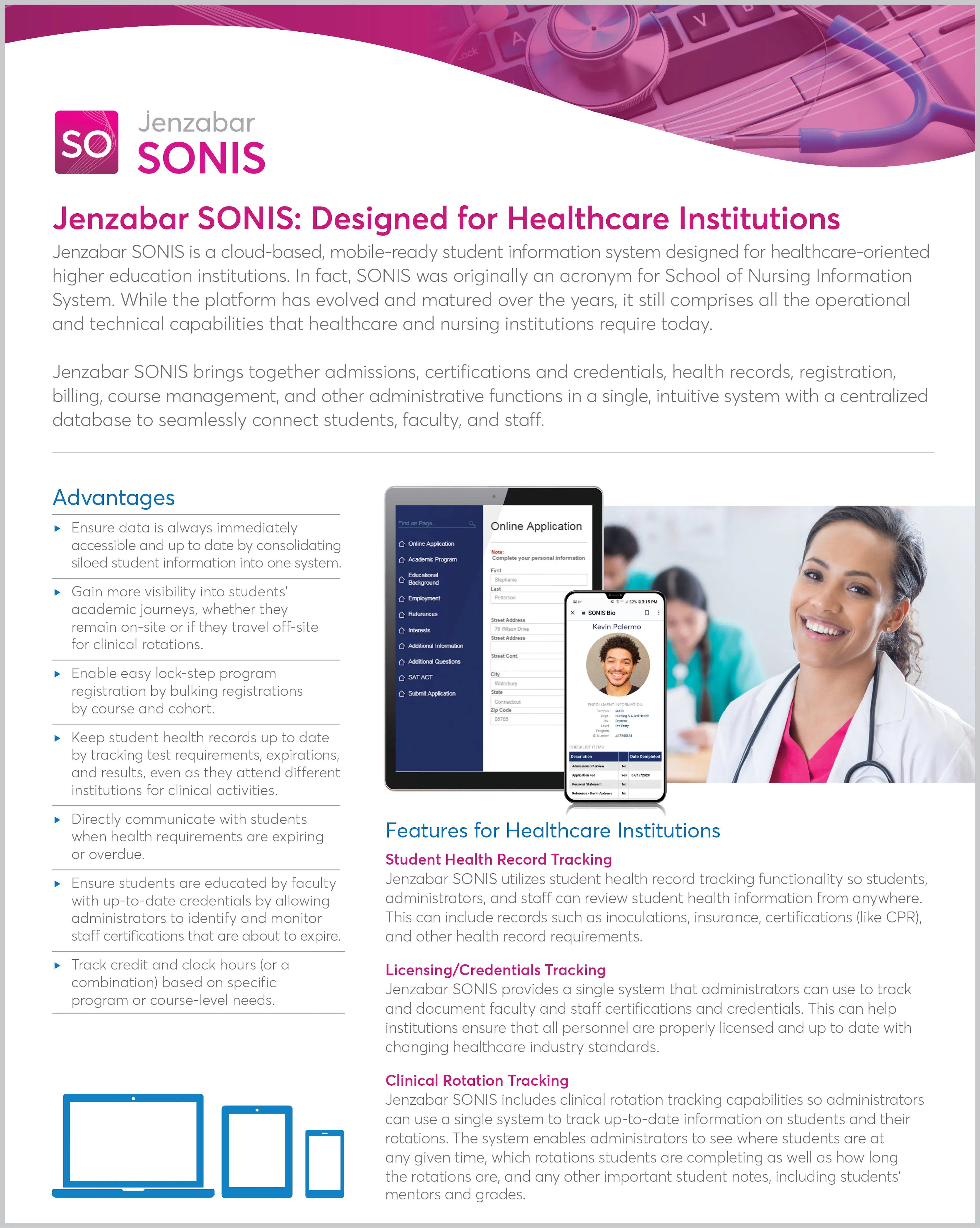 Product Sheet: Jenzabar SONIS