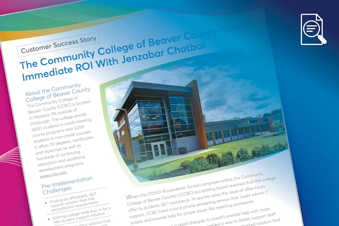 The Community College of Beaver County Sees Immediate ROI With Jenzabar Chatbot