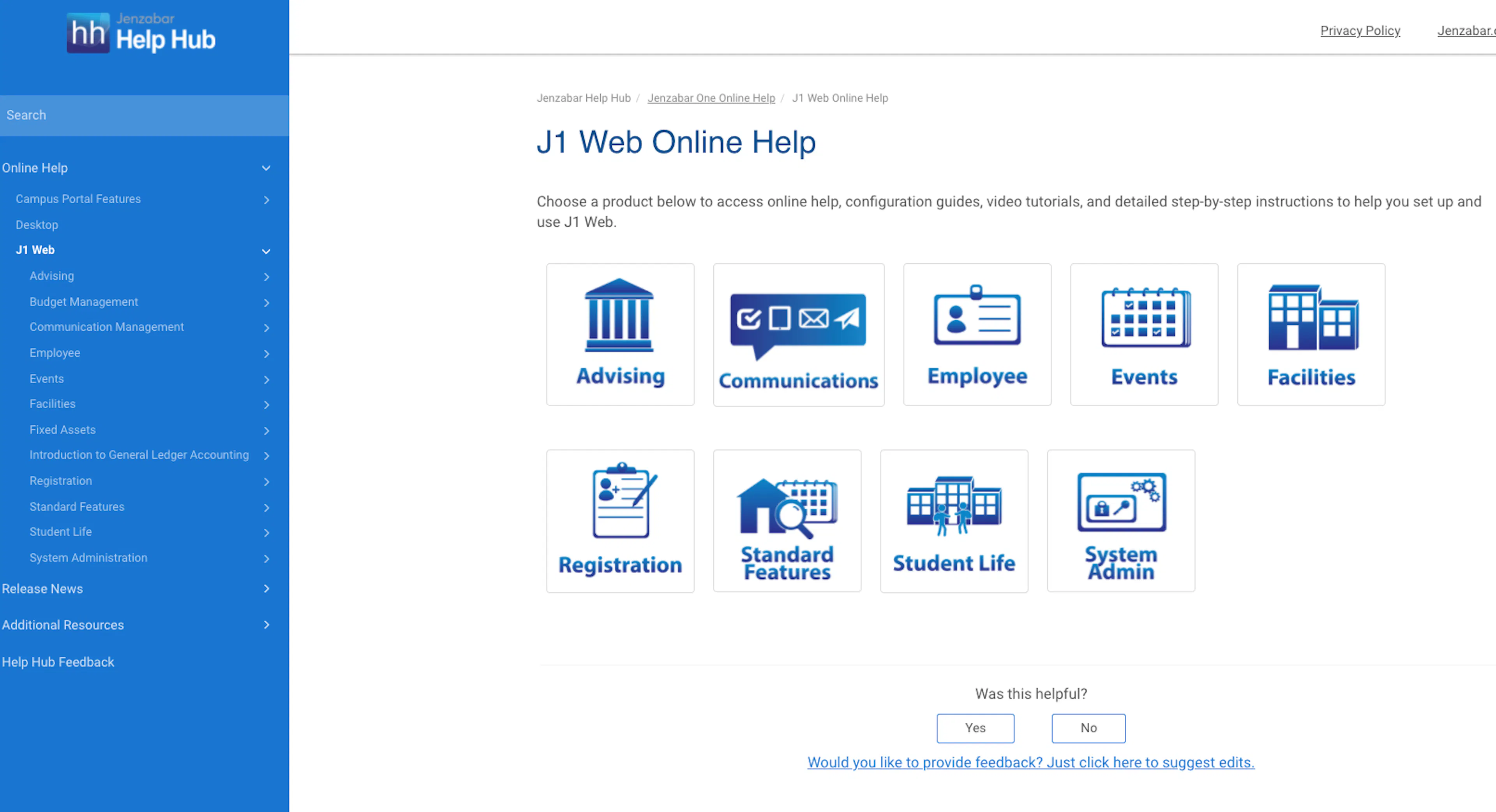 Jenzabar Help Hub