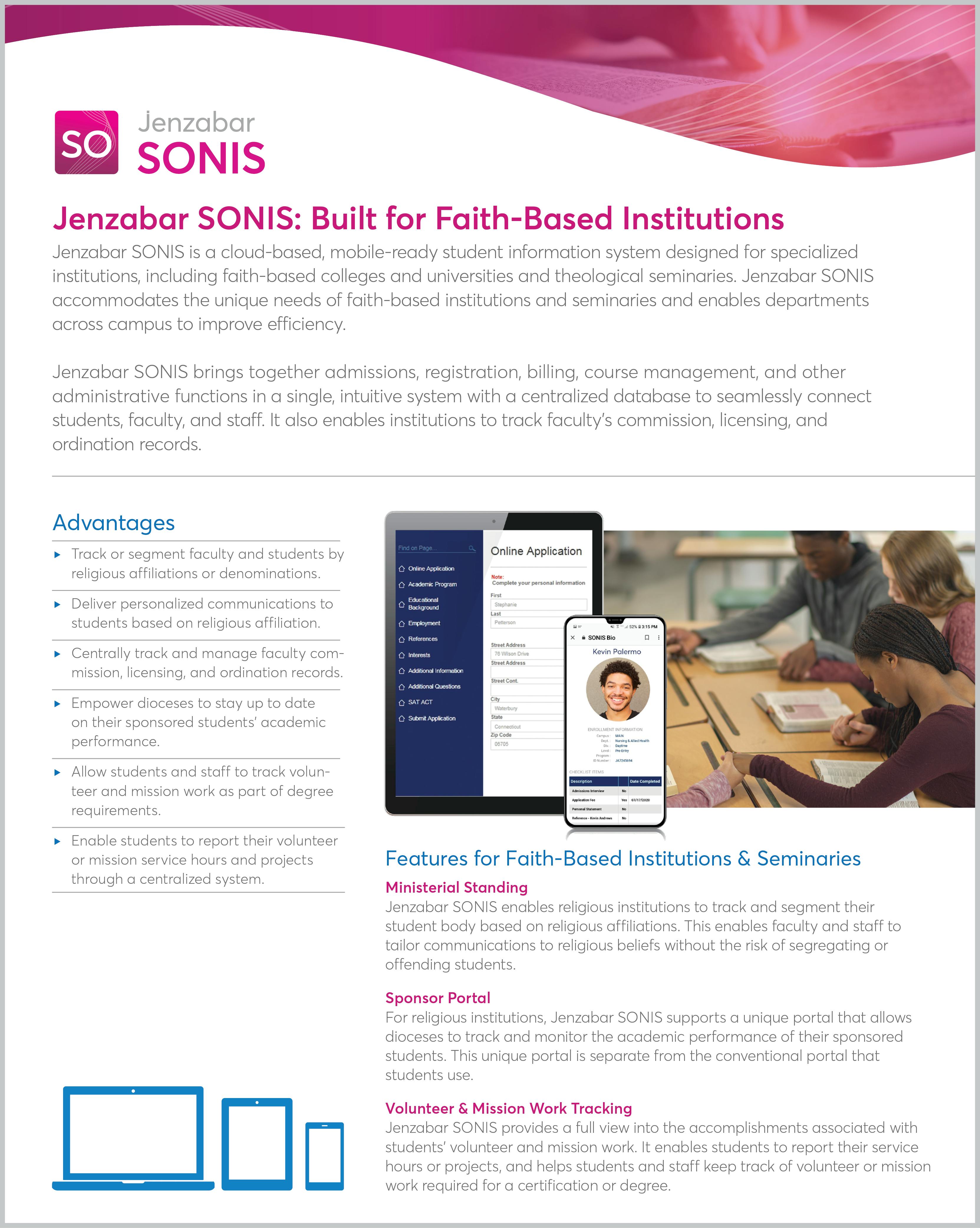 Product Sheet: Jenzabar SONIS