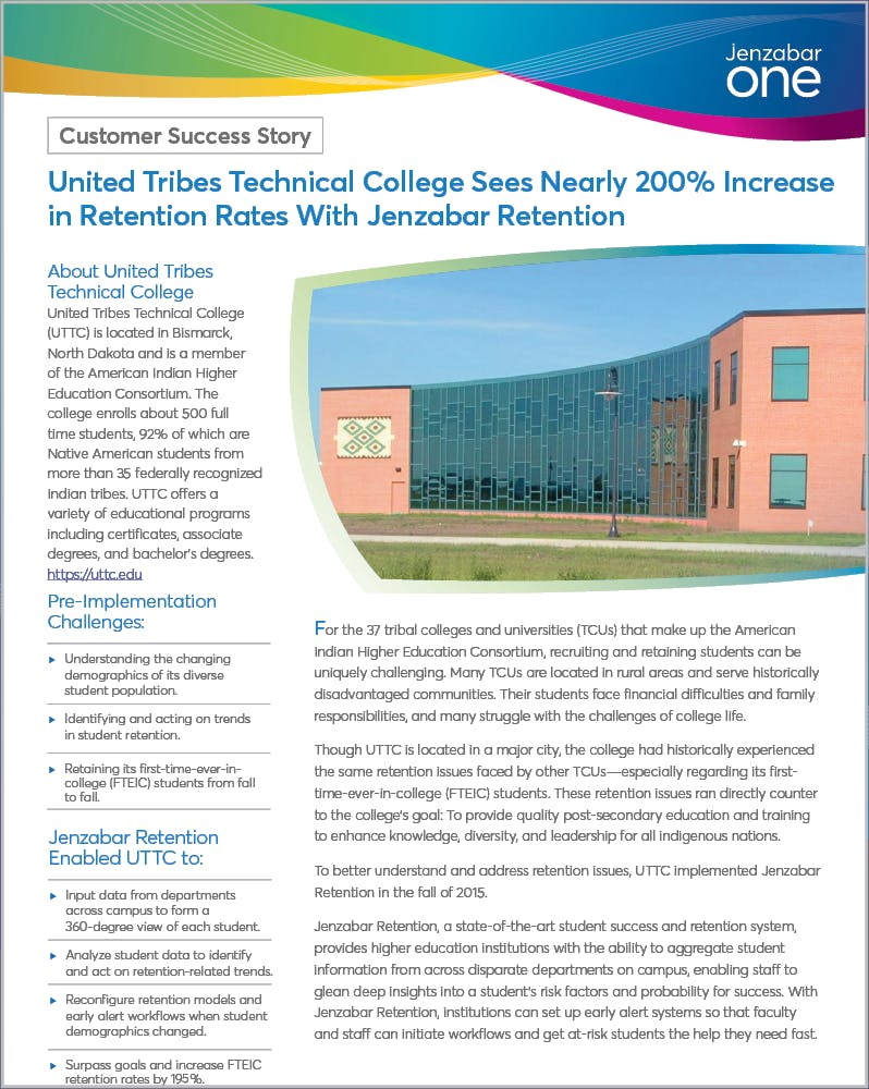 United Tribes Technical College Sees Nearly 200% Increase in Retention Rates With Jenzabar Retention