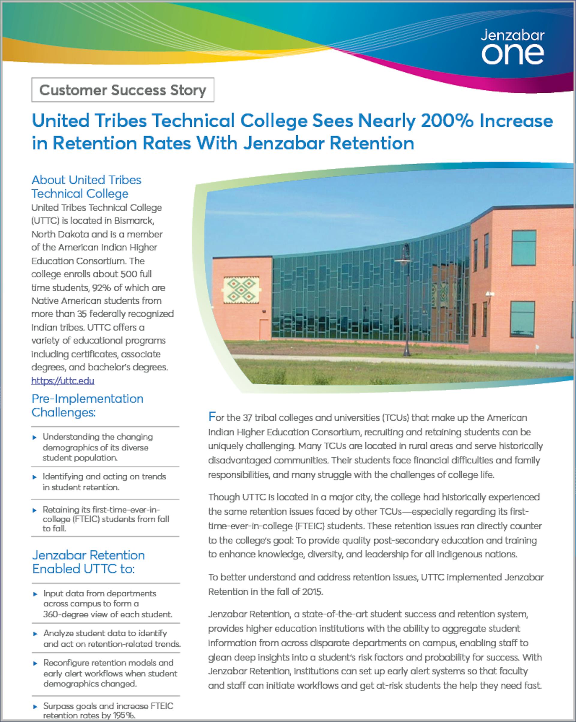 United Tribes Technical College Sees Nearly 200% Increase in Retention Rates With Jenzabar Retention