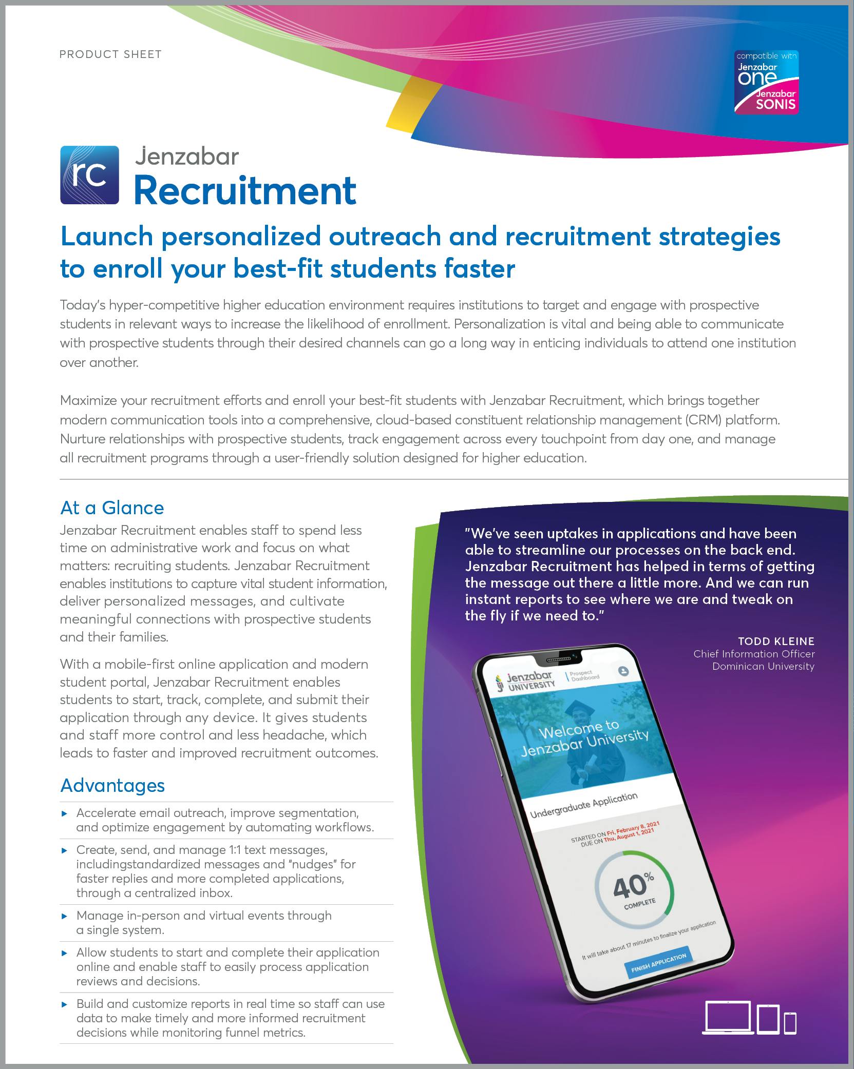 Jenzabar Recruitment Product Sheet