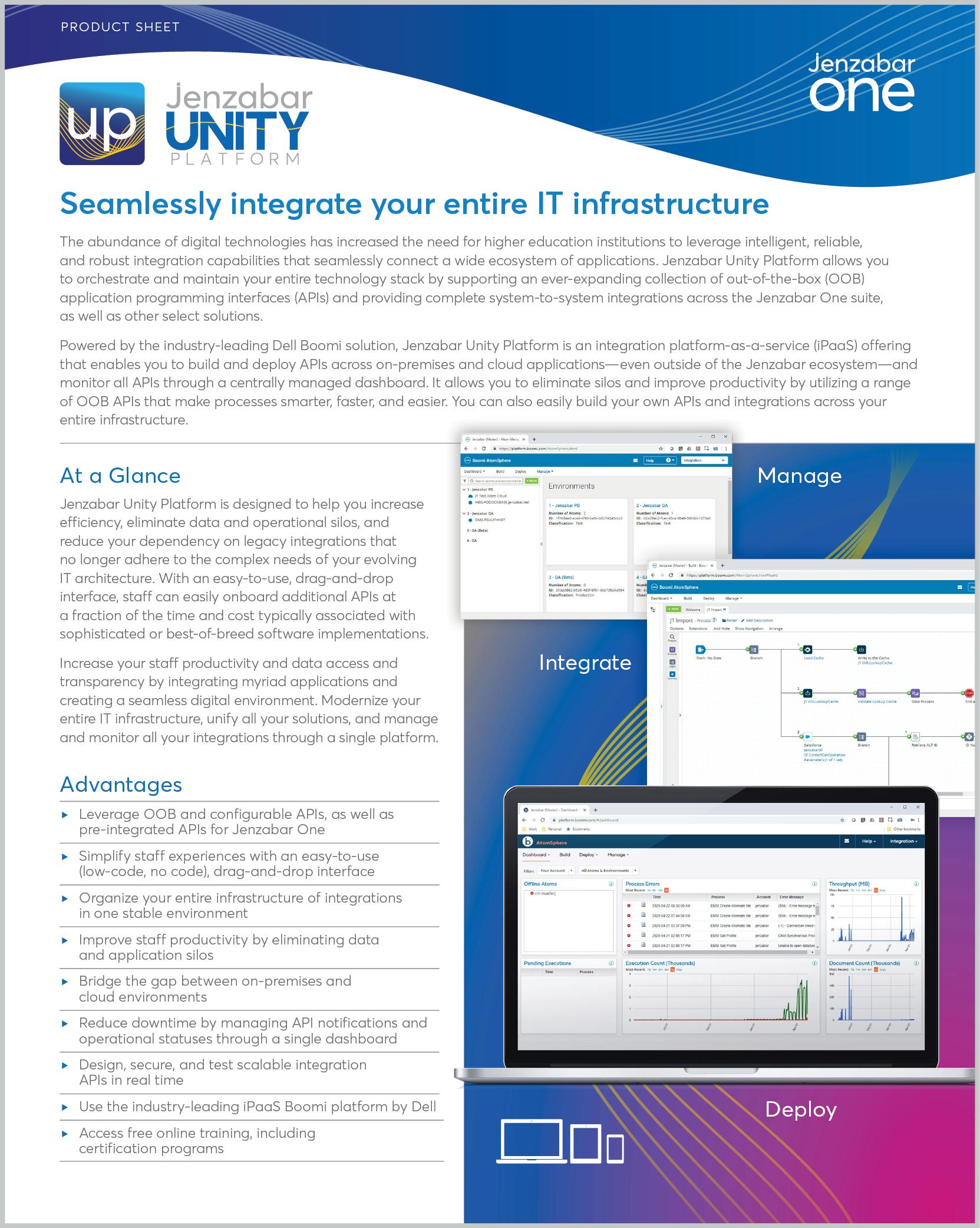 Jenzabar Unity Platform Product Sheet