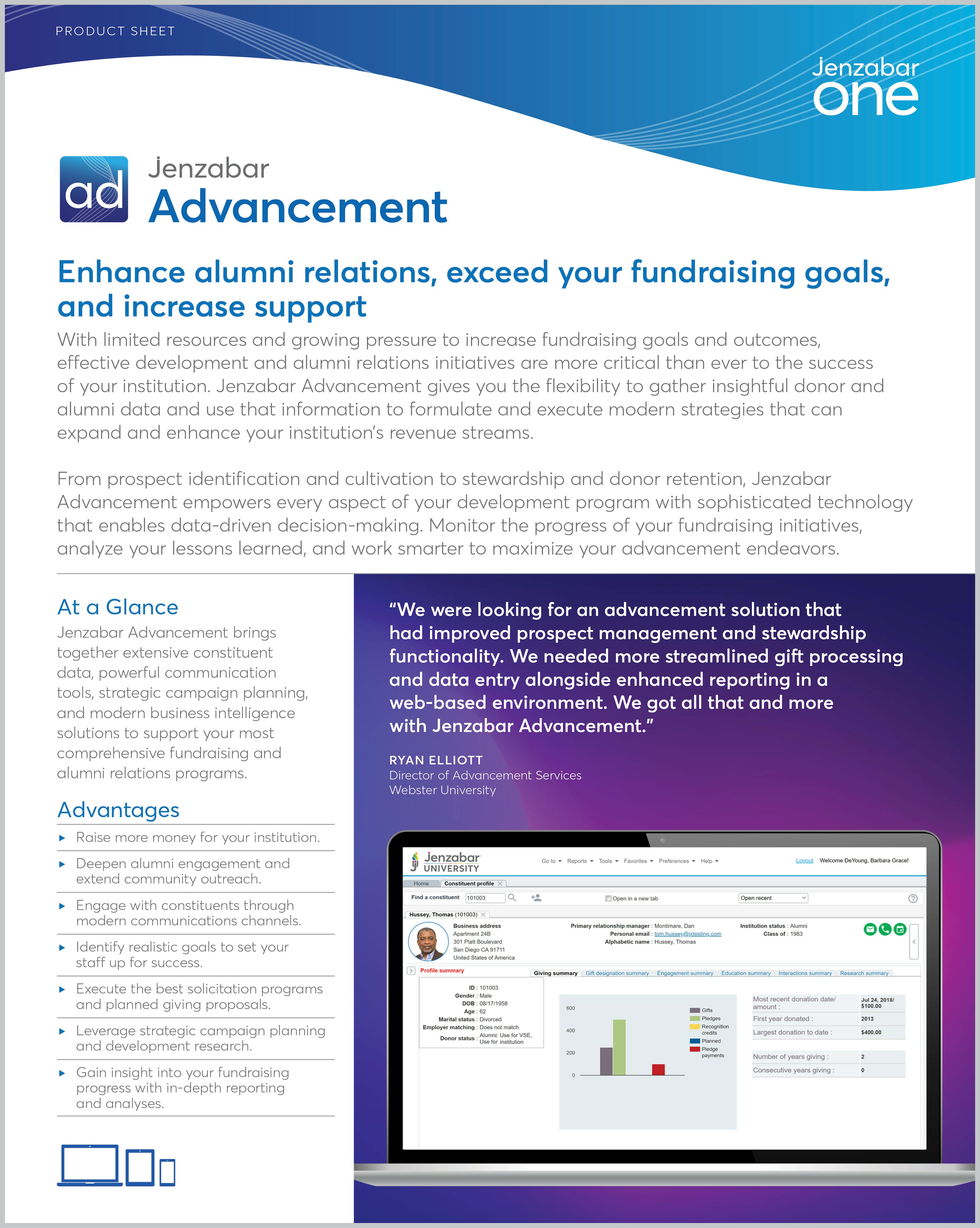 Jenzabar Advancement Product Sheet