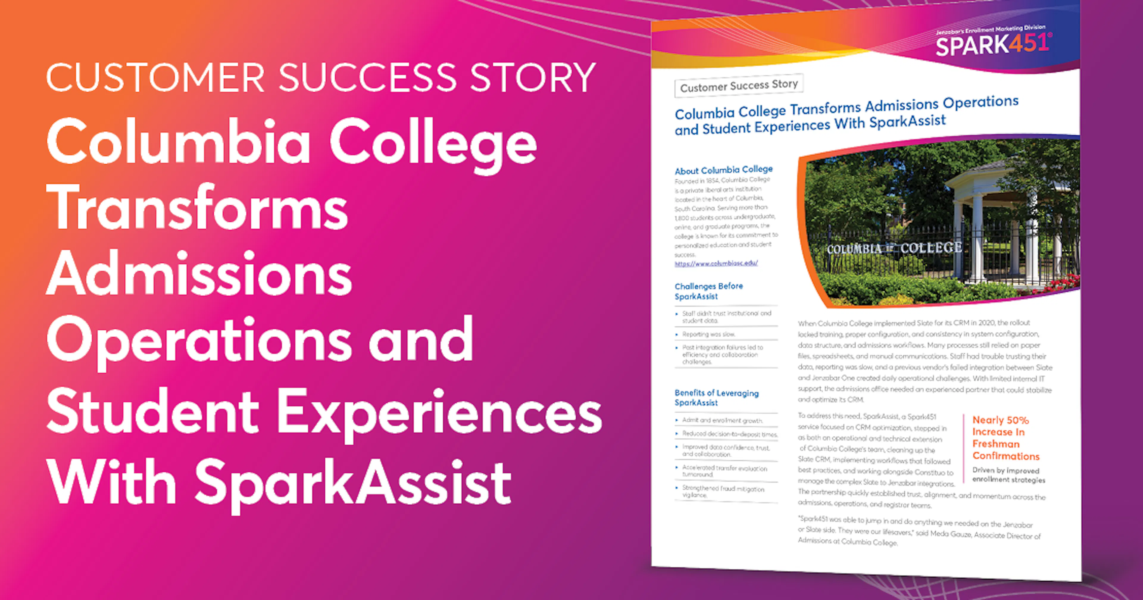Columbia College Transforms Admissions Operations and Student Experiences With SparkAssist