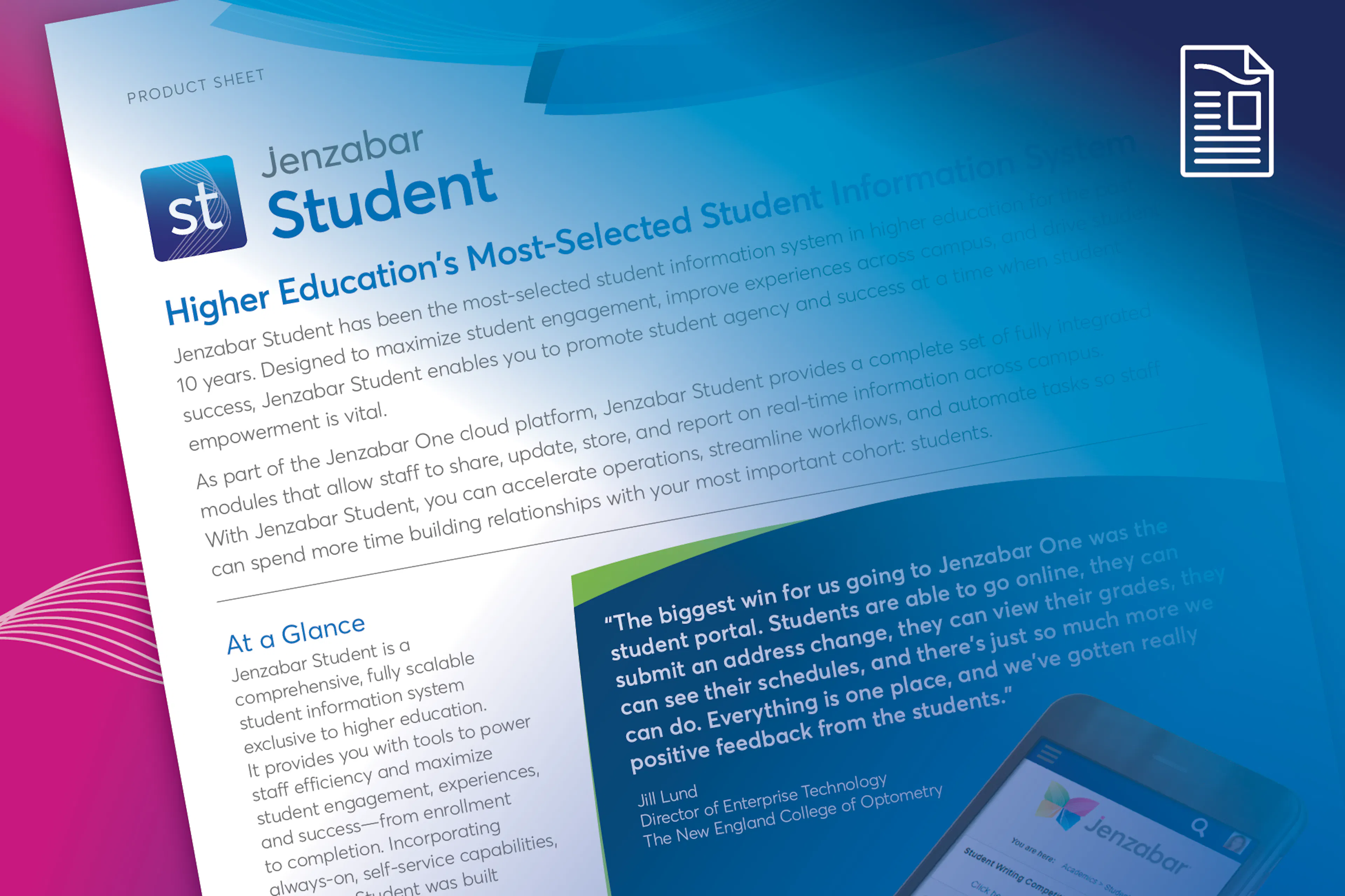 Jenzabar Student Product Sheet