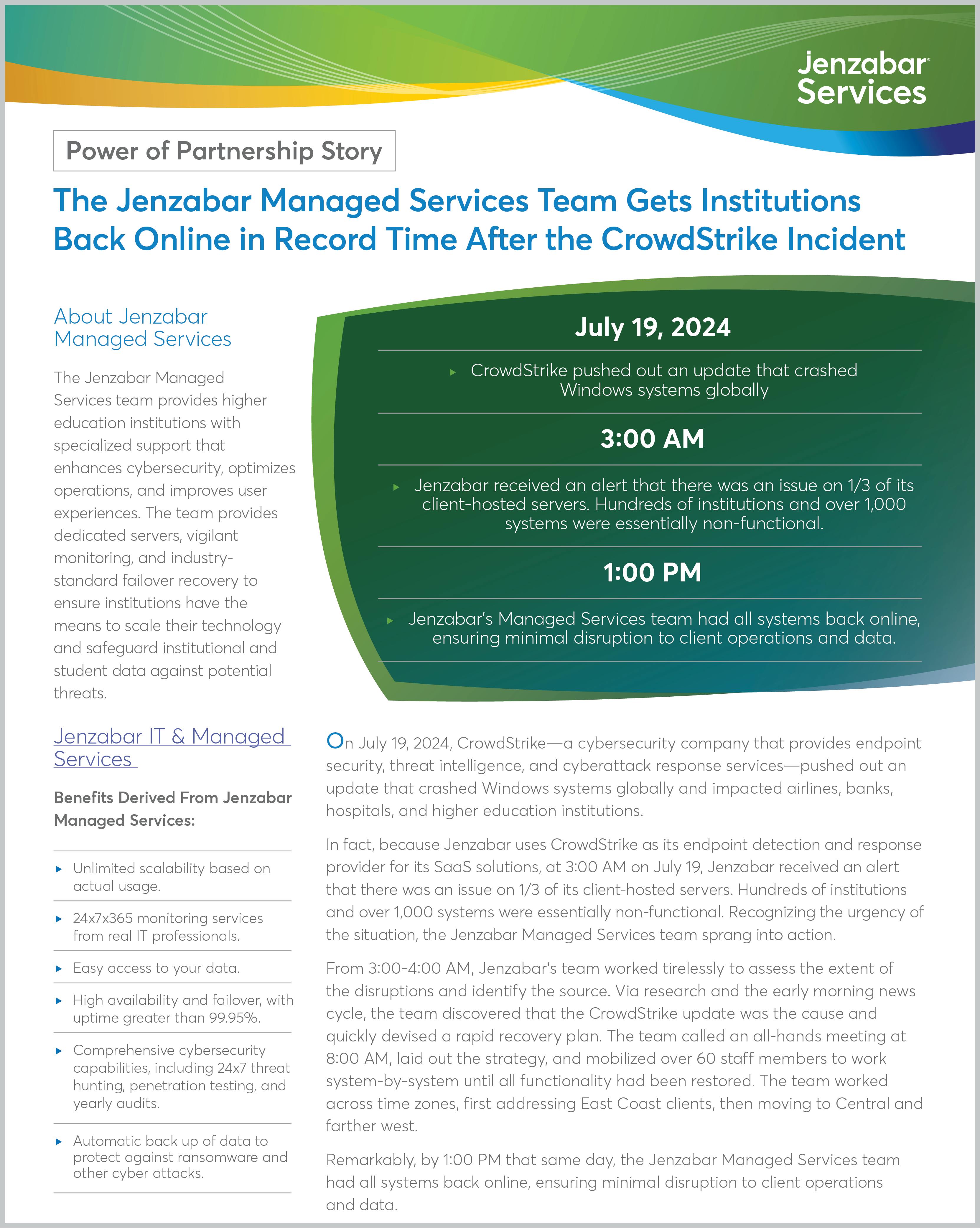 Jenzabar’s Managed Services Case Study
