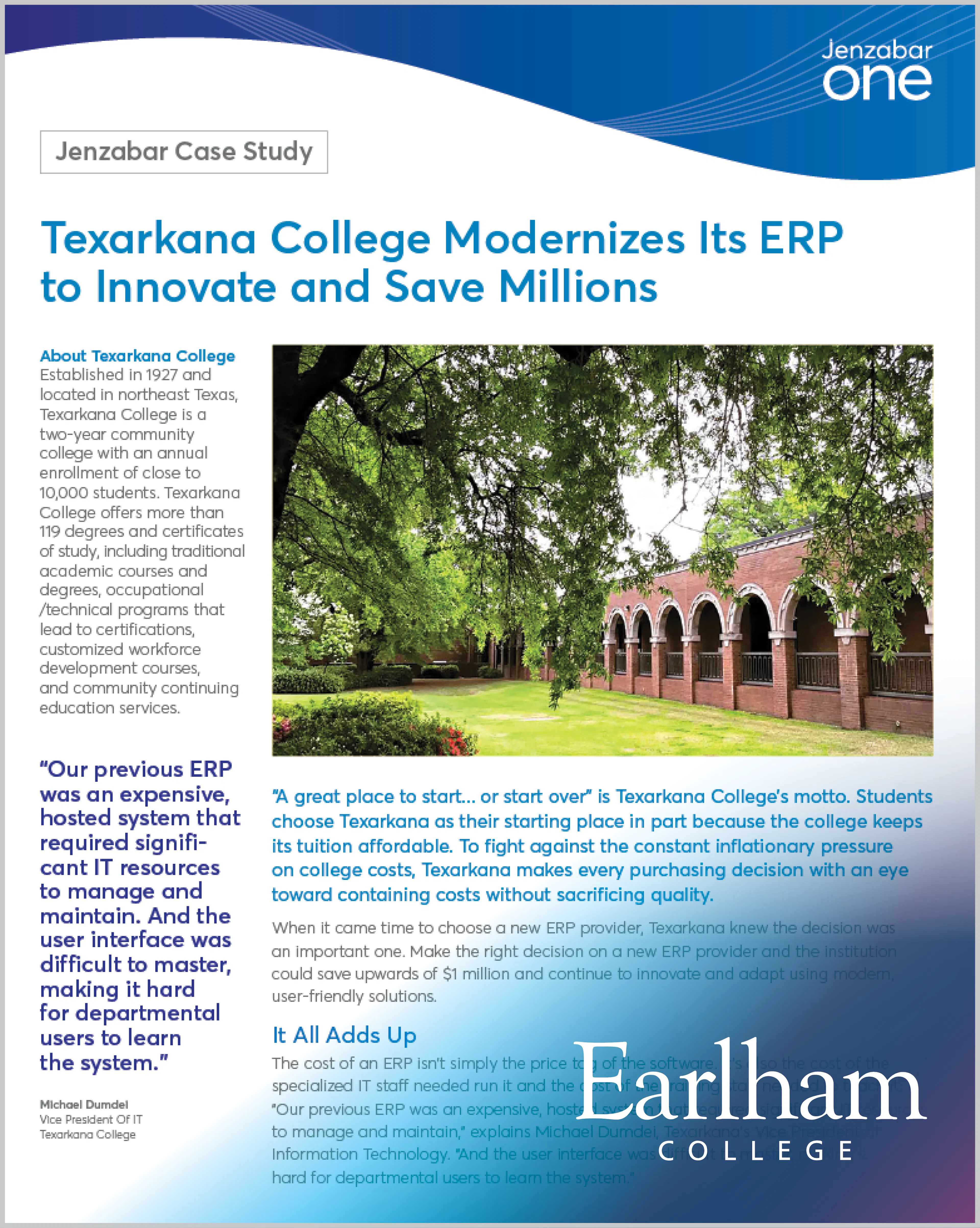 Texarkana College Modernizes Its ERP With Jenzabar One