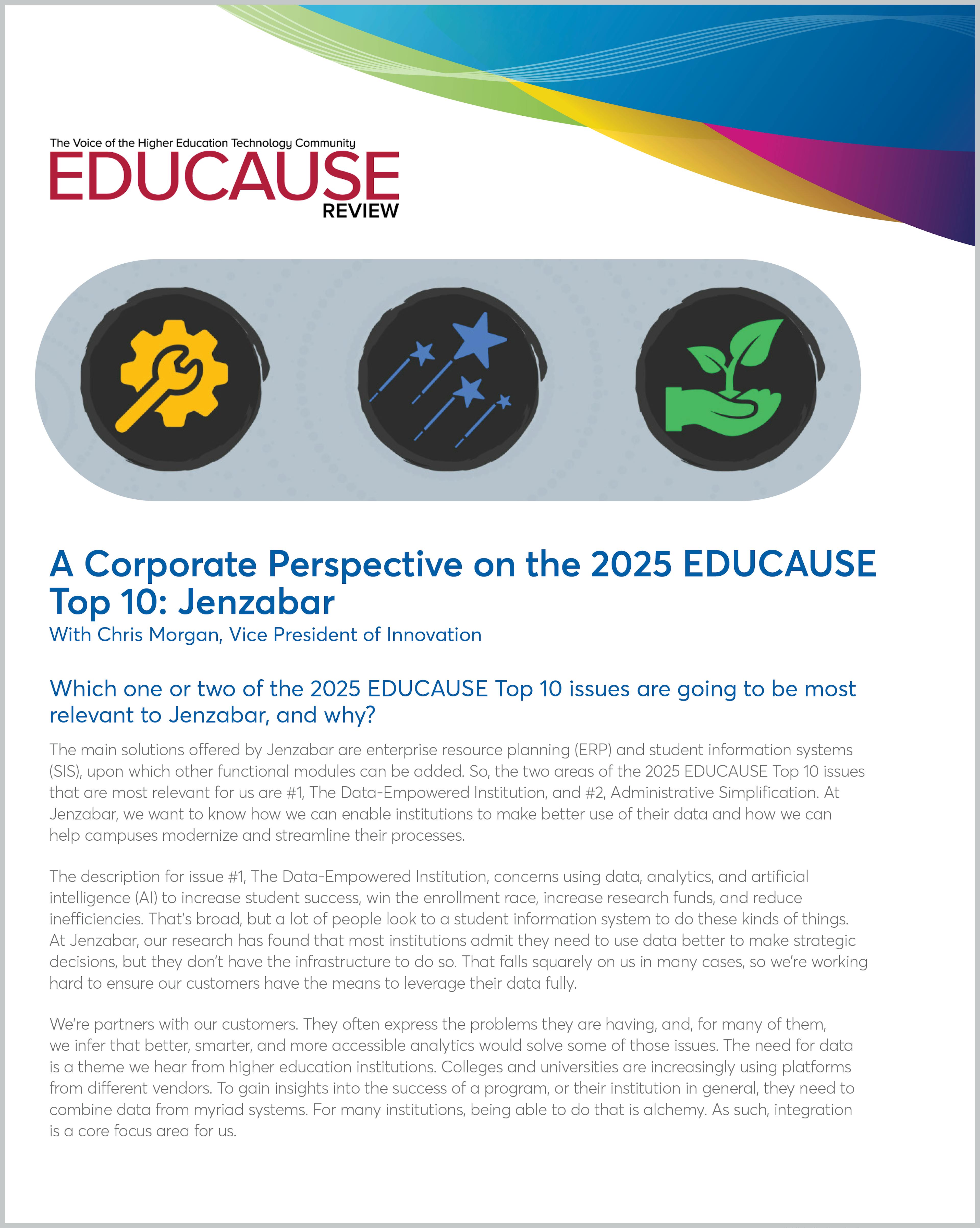 Jenzabar’s Perspective on the 2025 EDUCAUSE Top 10