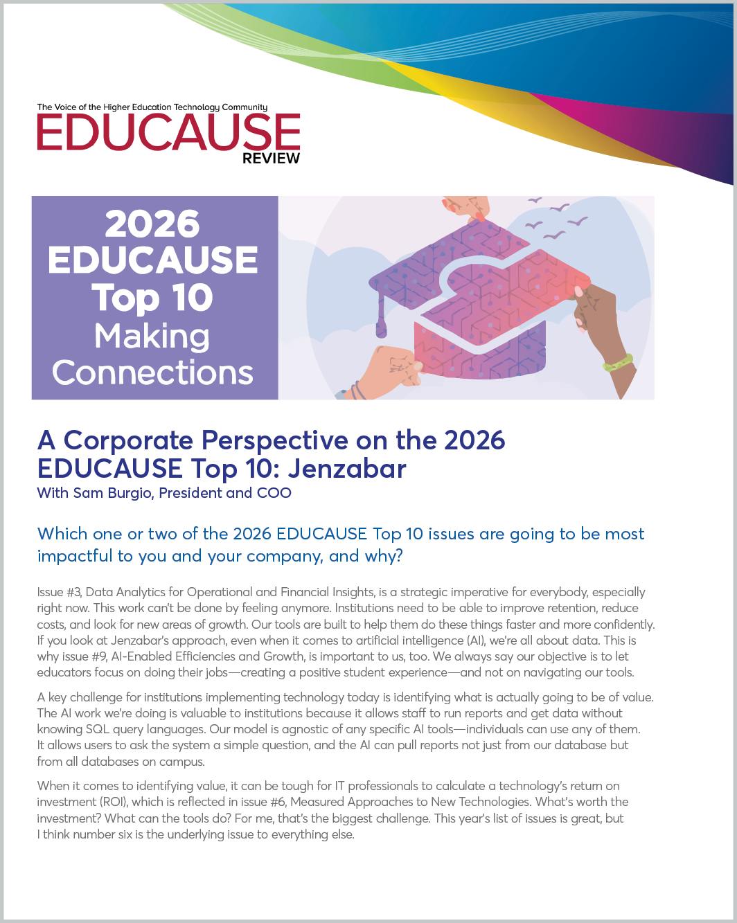 A Corporate Perspective on the 2026 EDUCAUSE Top 10: Jenzabar