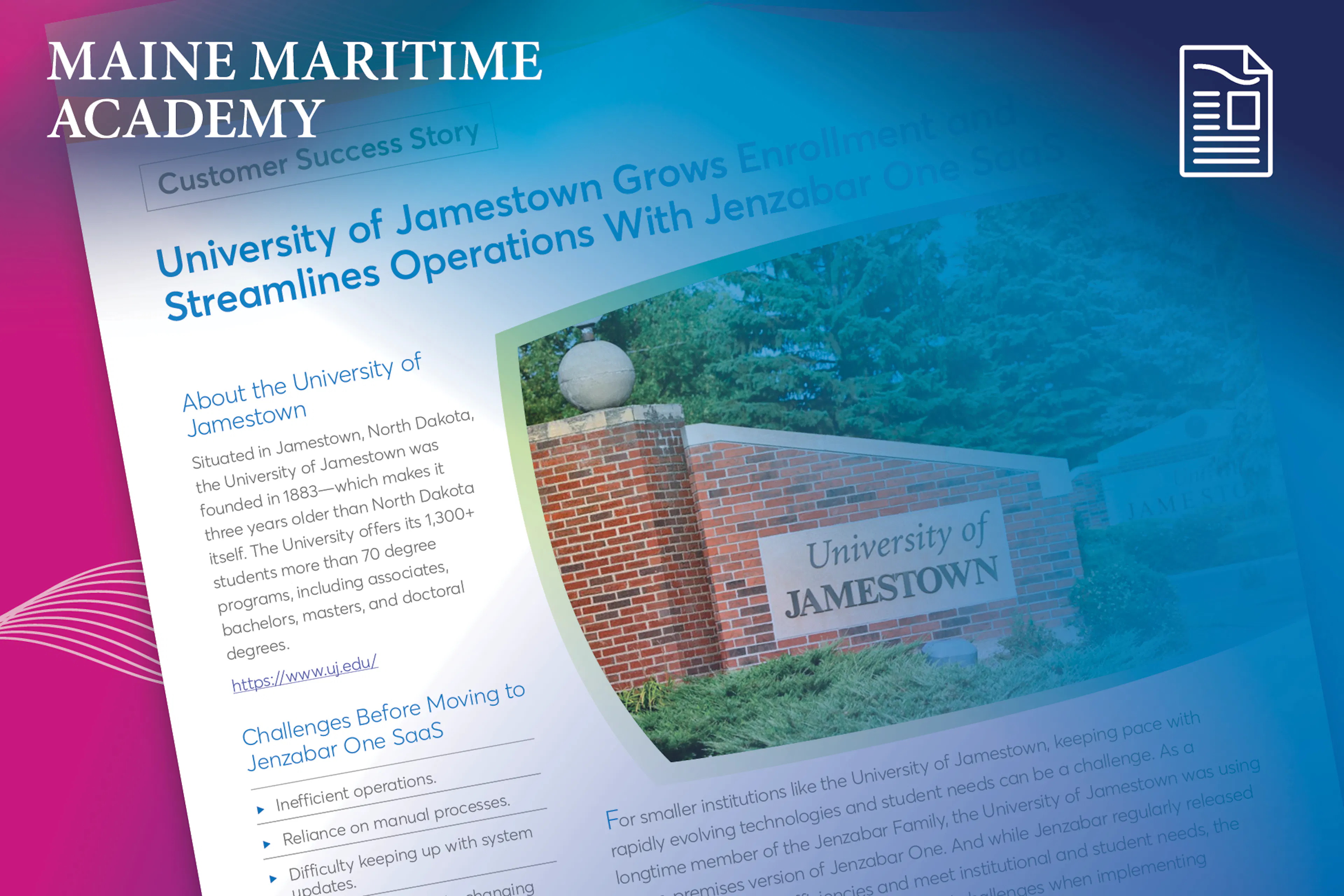 Case Study: University of Jamestown Grows Enrollment and Streamlines Operations With Jenzabar One SaaS